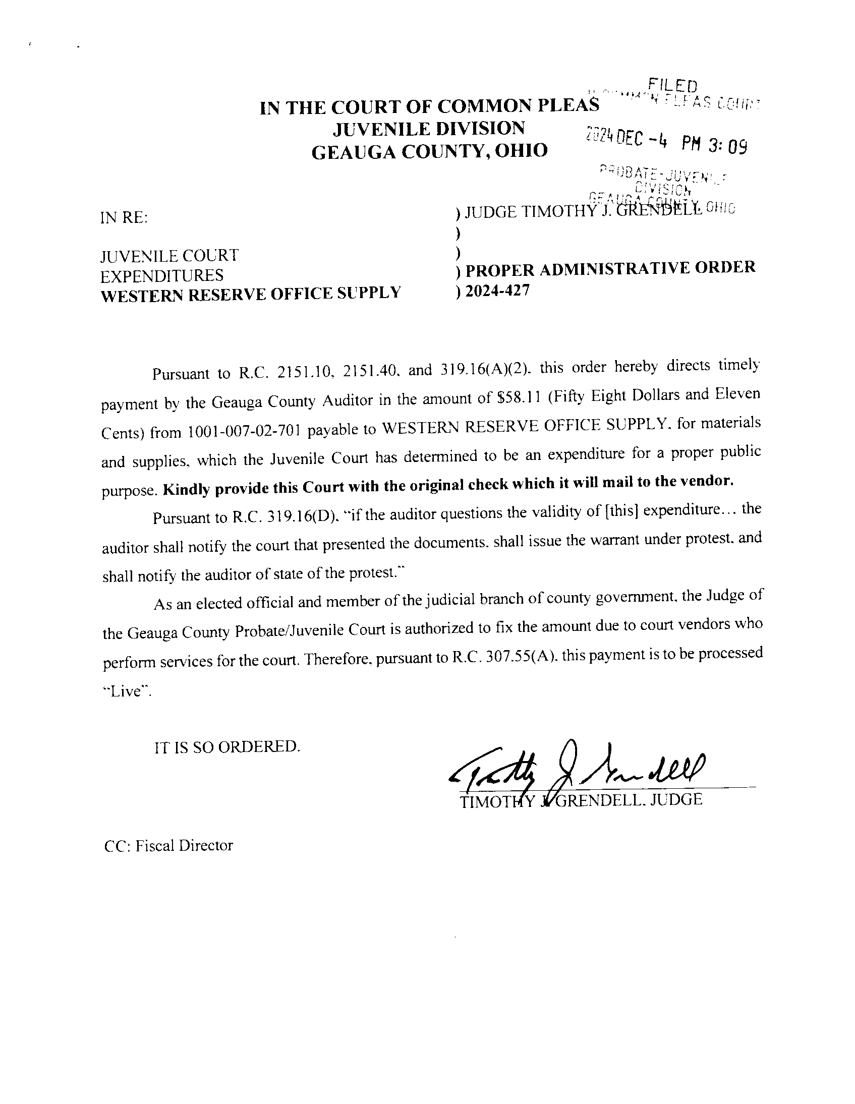 Proper Administrative Order