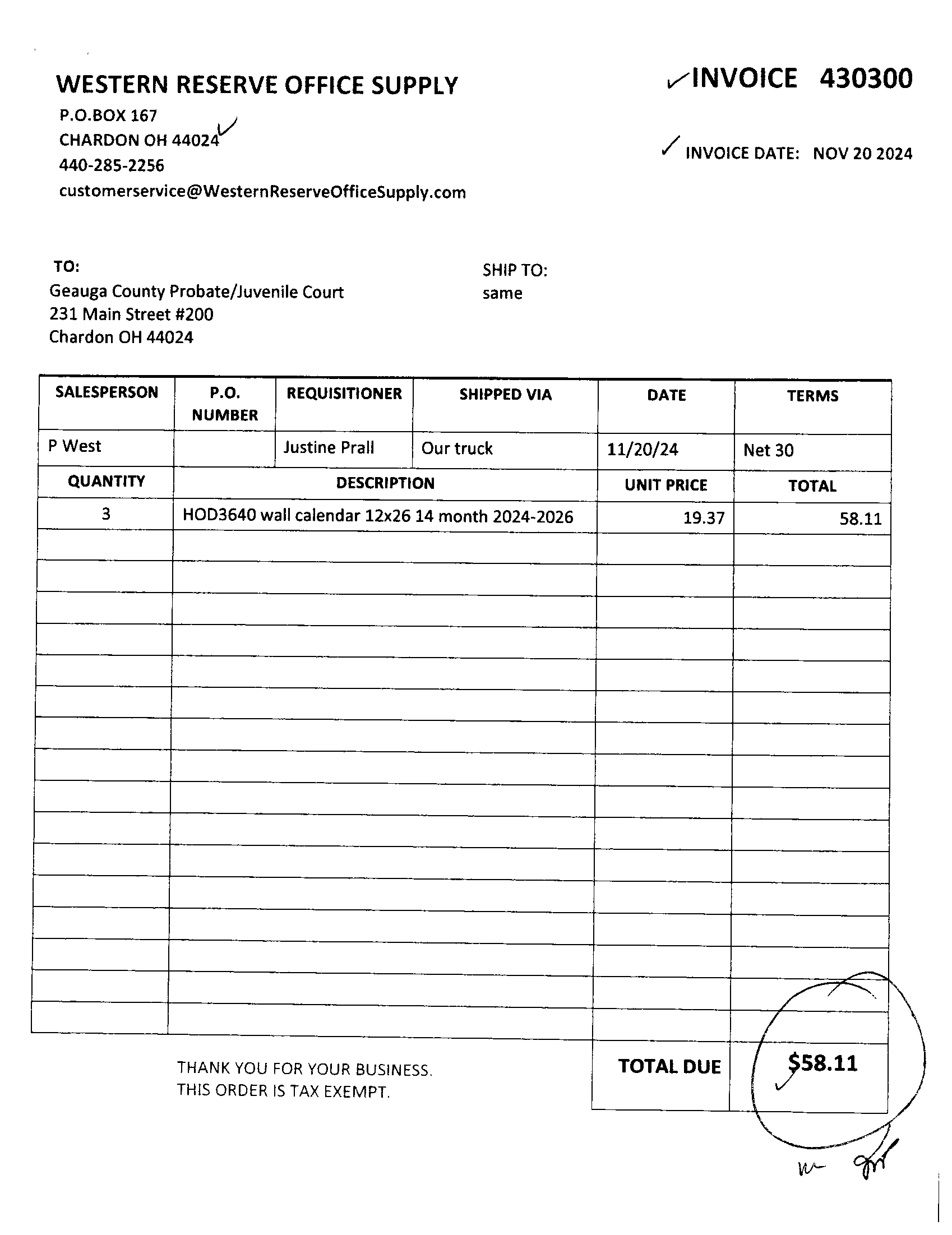 Invoice 430300