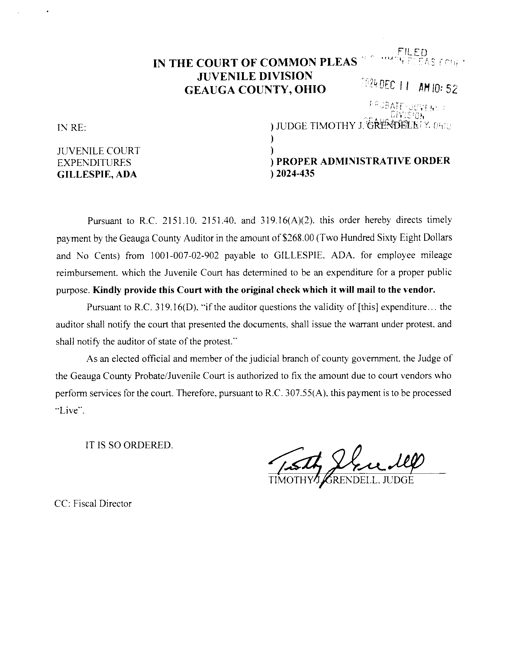 Proper Administrative Order