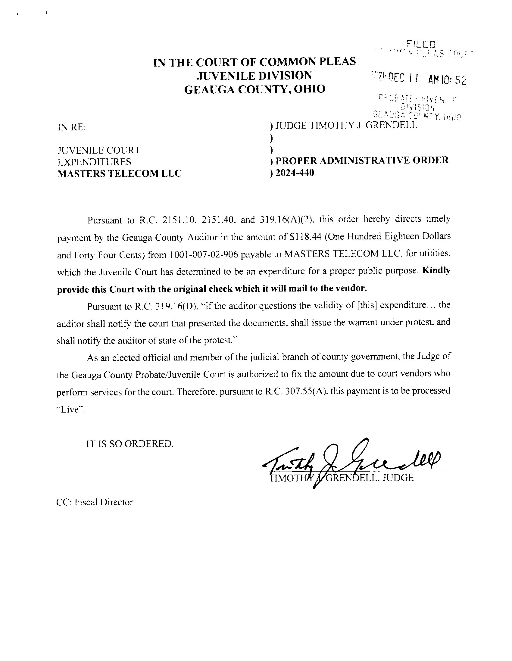 Proper Administrative Order