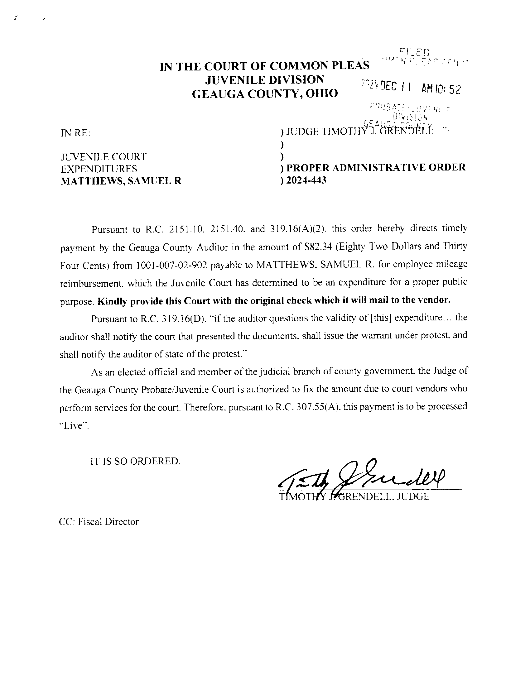 Proper Administrative Order