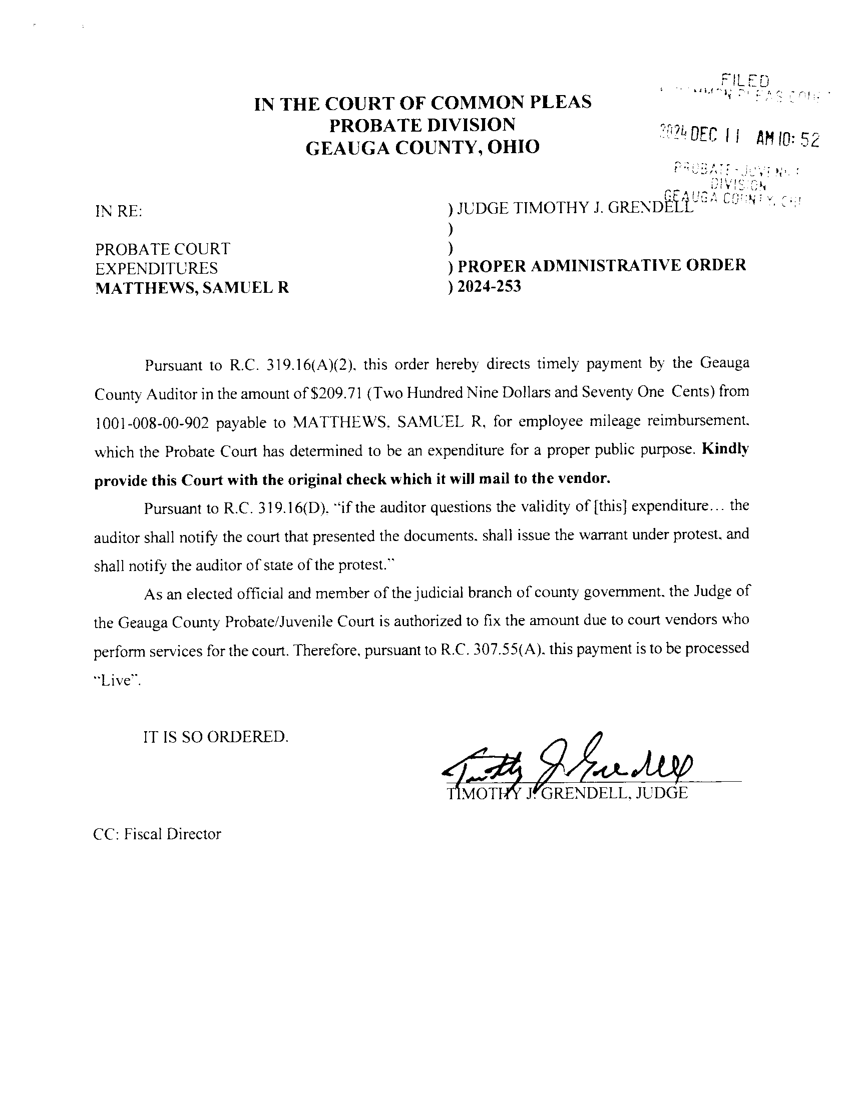 Proper Administrative Order