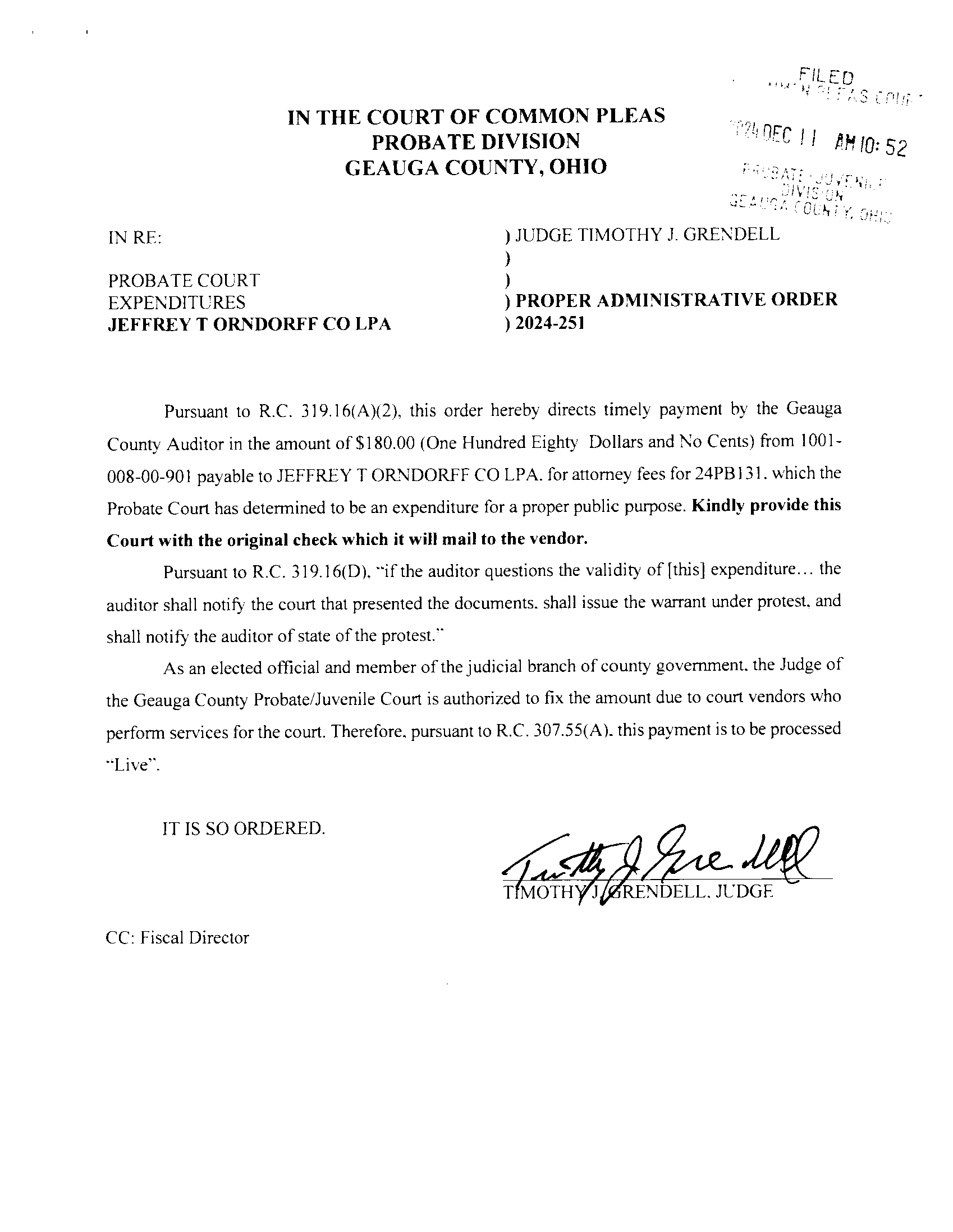 Proper Administrative Order