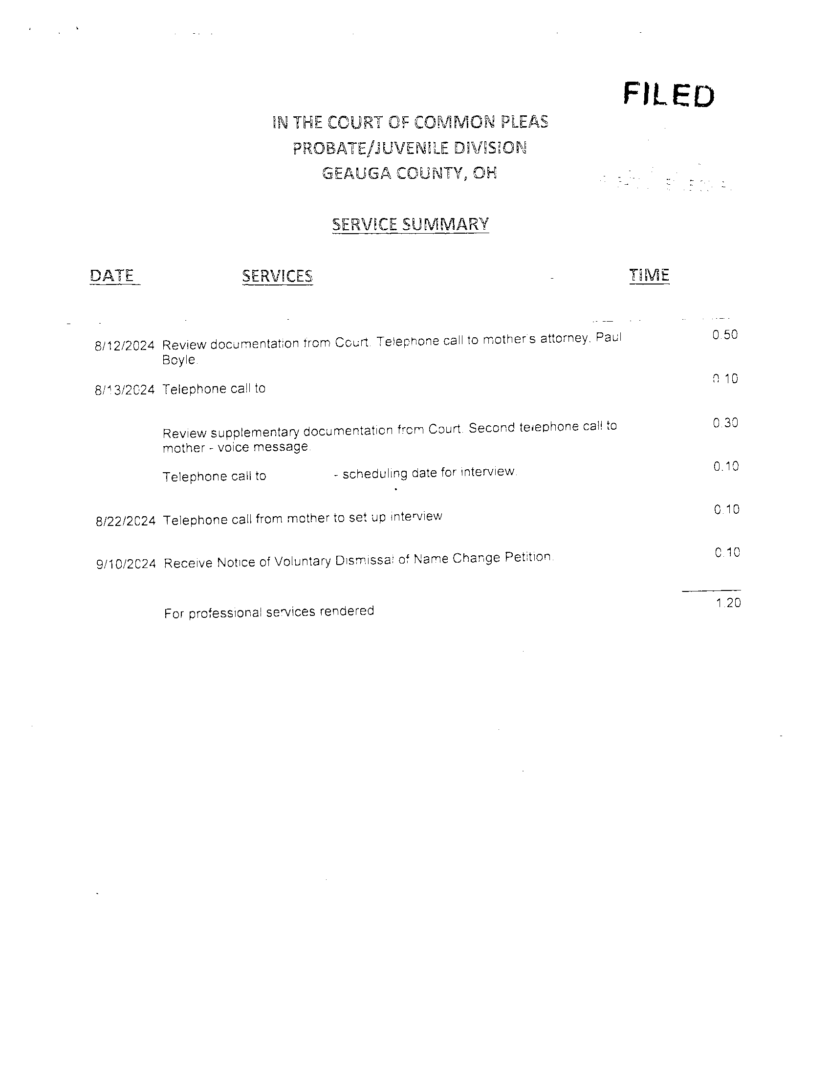 Service Summary