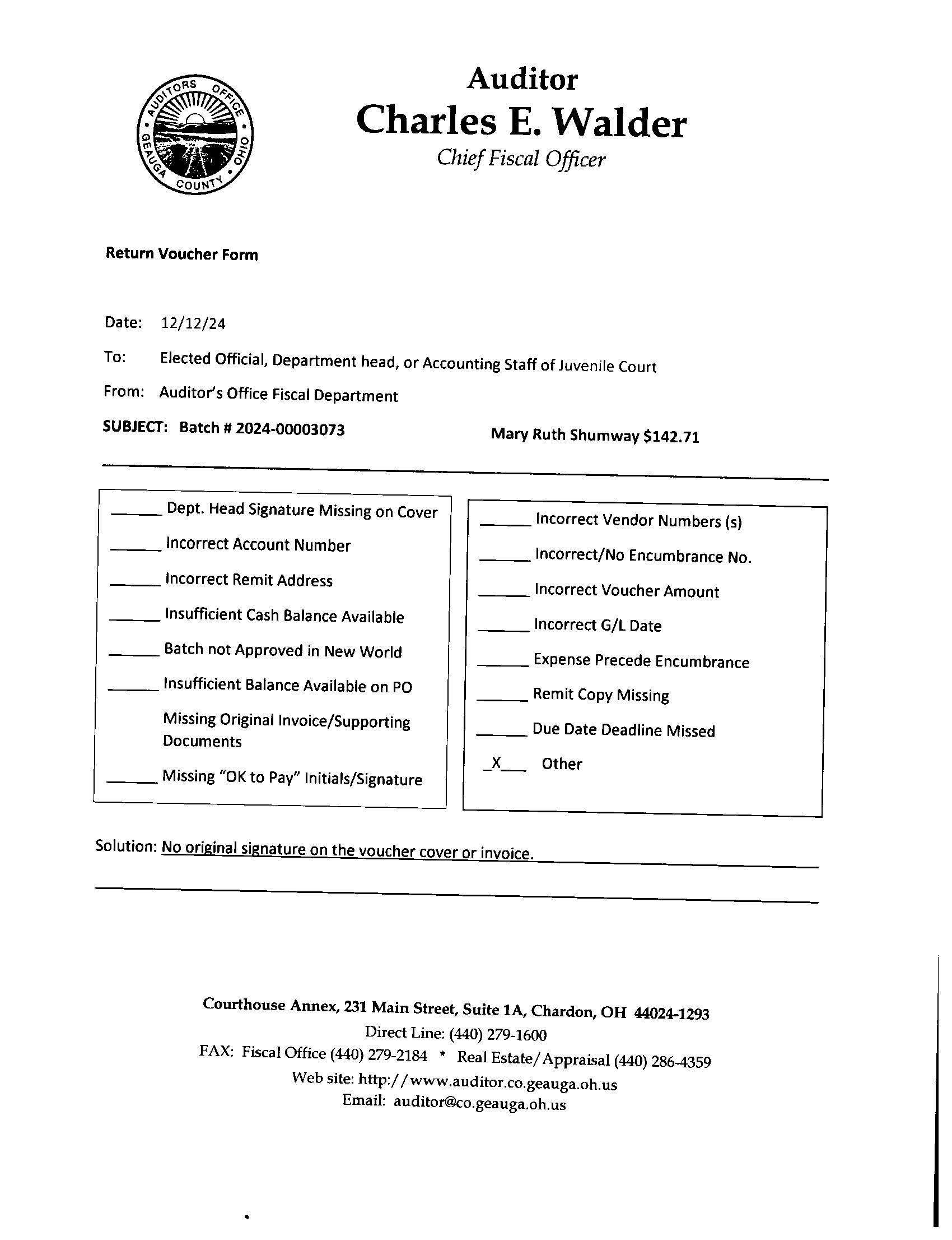 Return Voucher Form