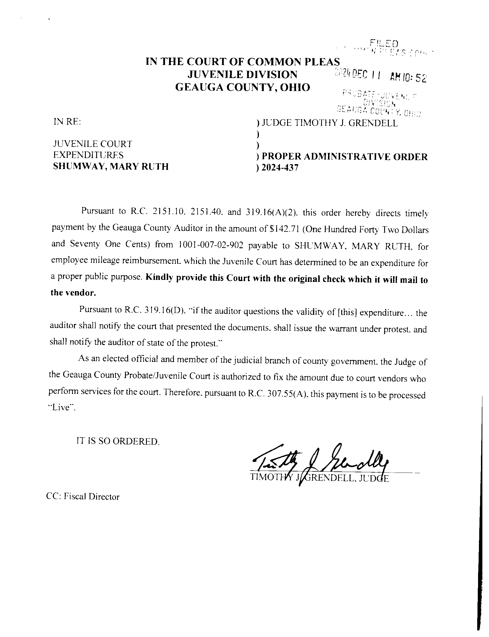 Proper Administrative Order