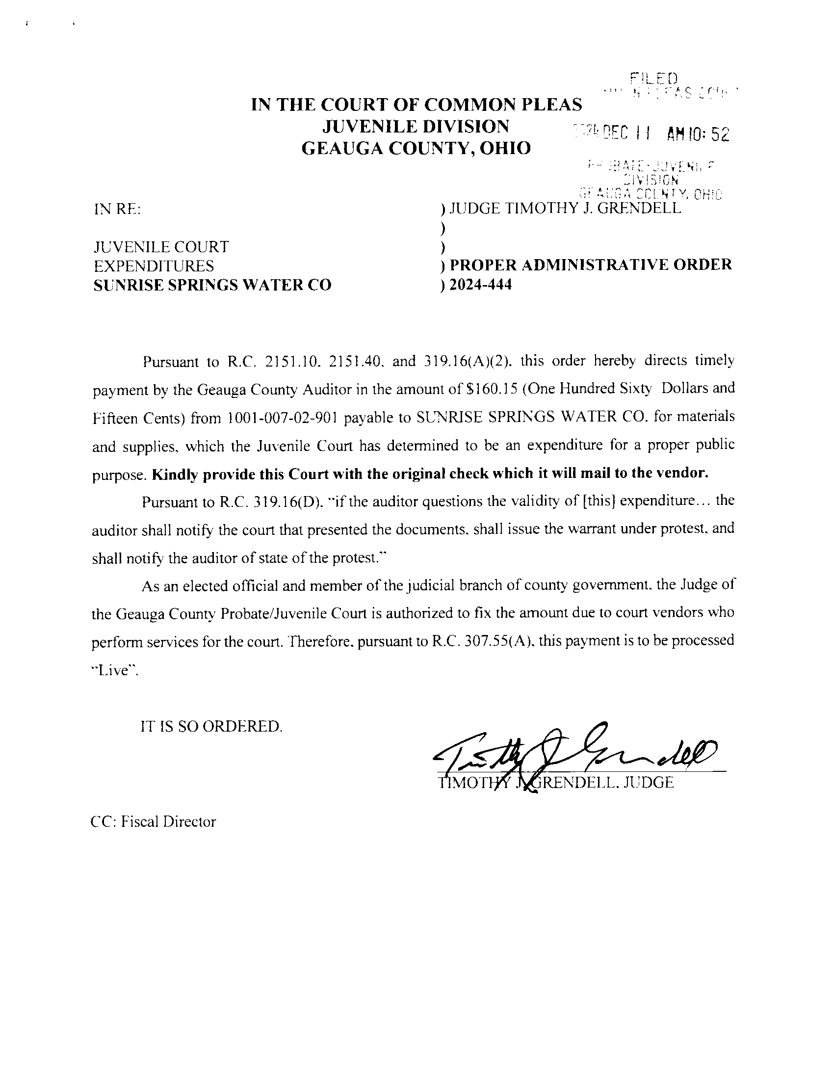 Proper Administrative Order