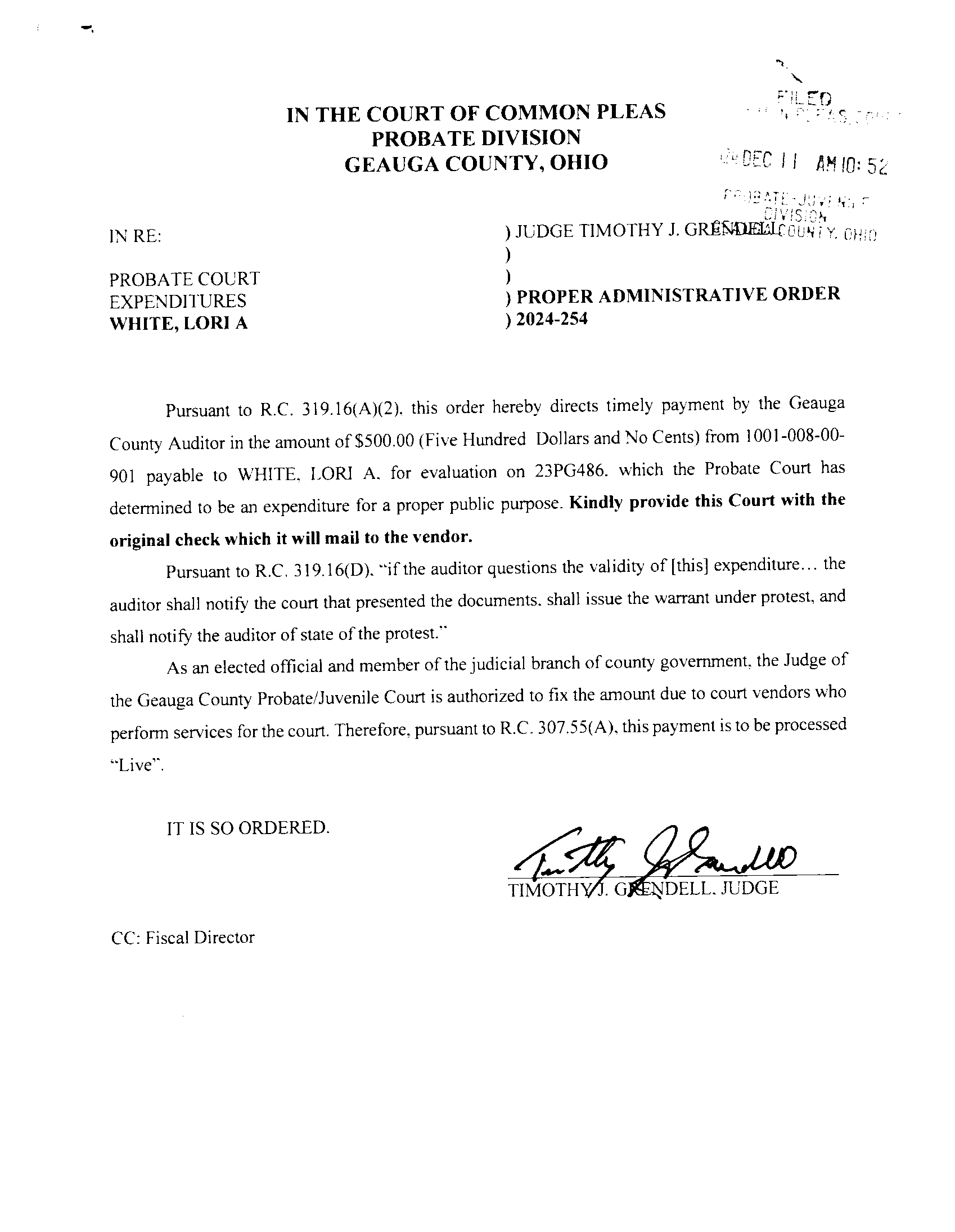 Proper Administrative Order
