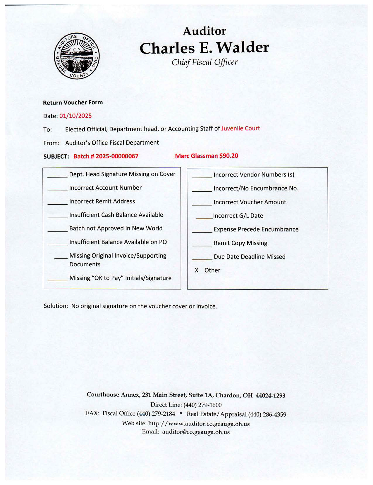 Return Voucher Form
