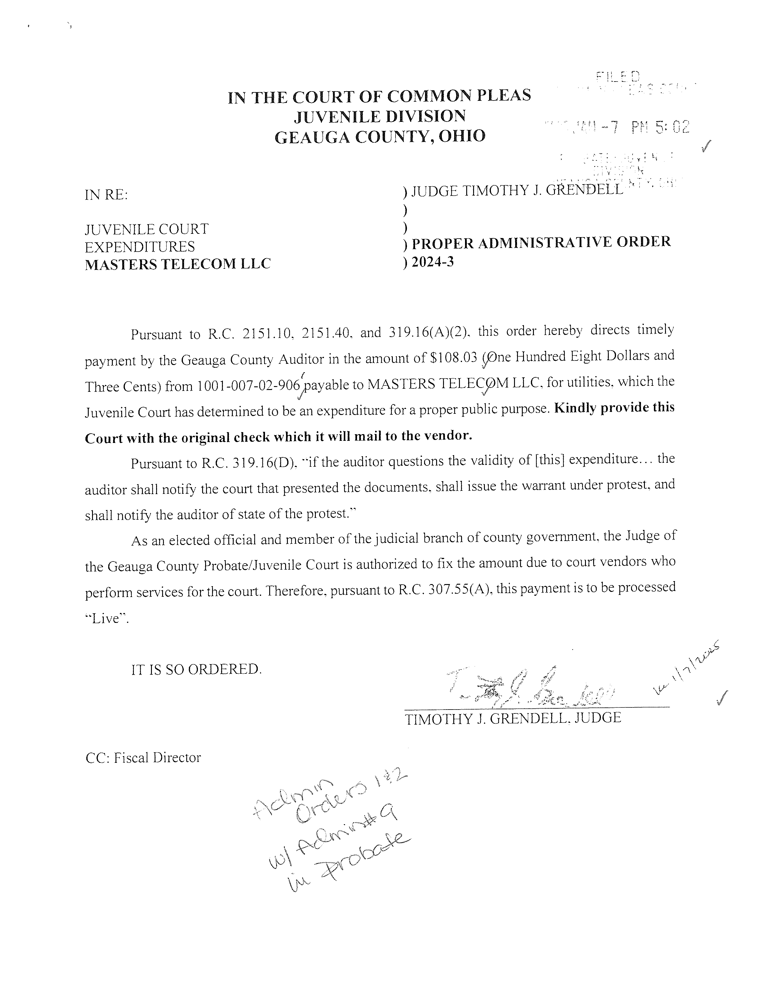 Proper Administrative Order