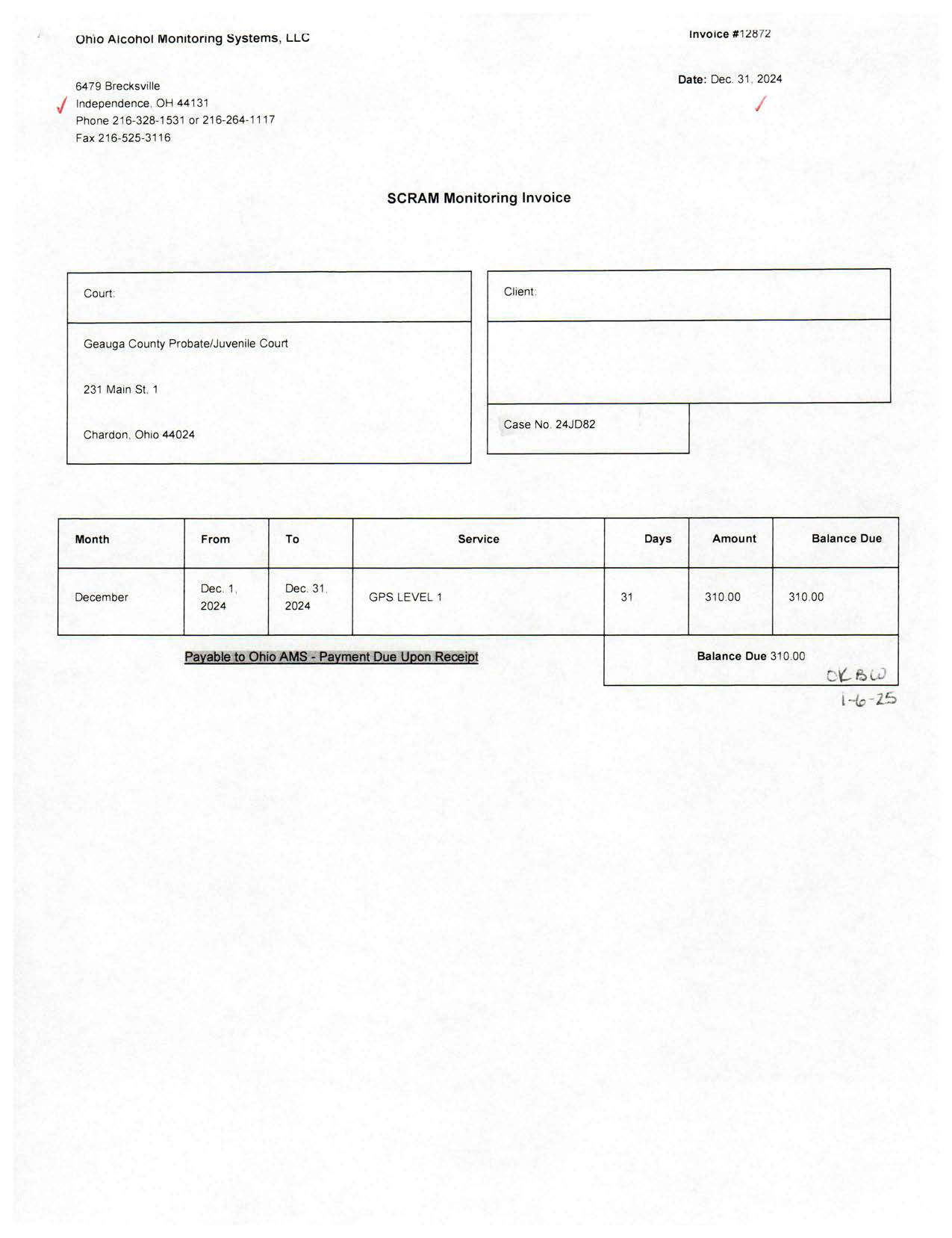 Invoice # 12872
