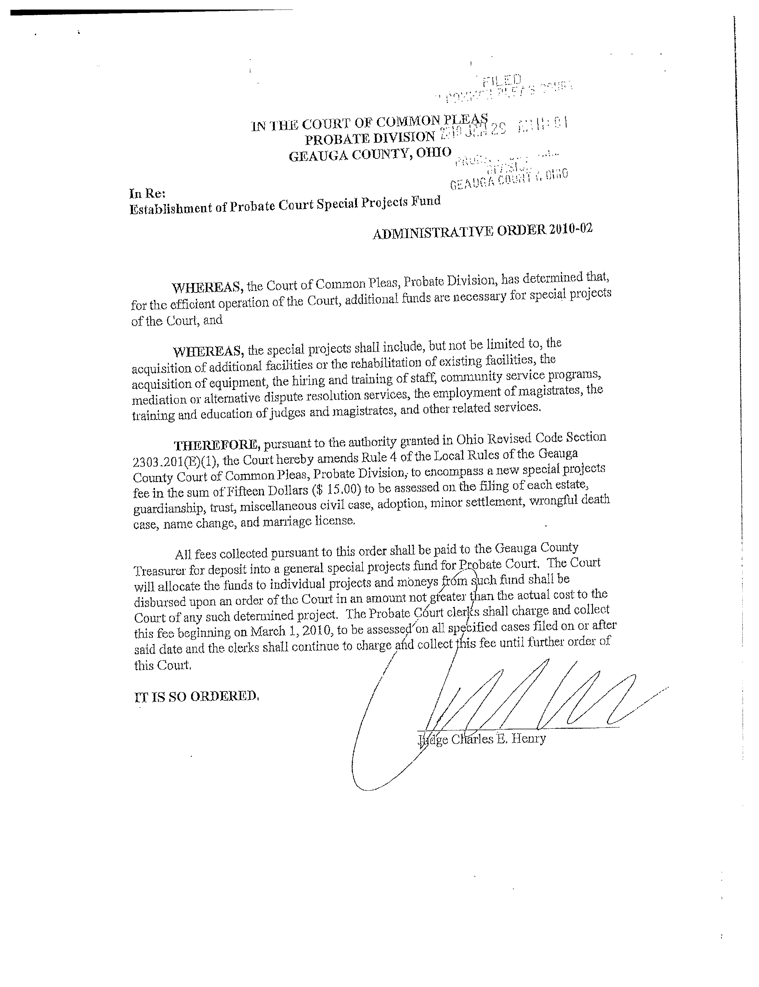 Administrative Order 2010-02