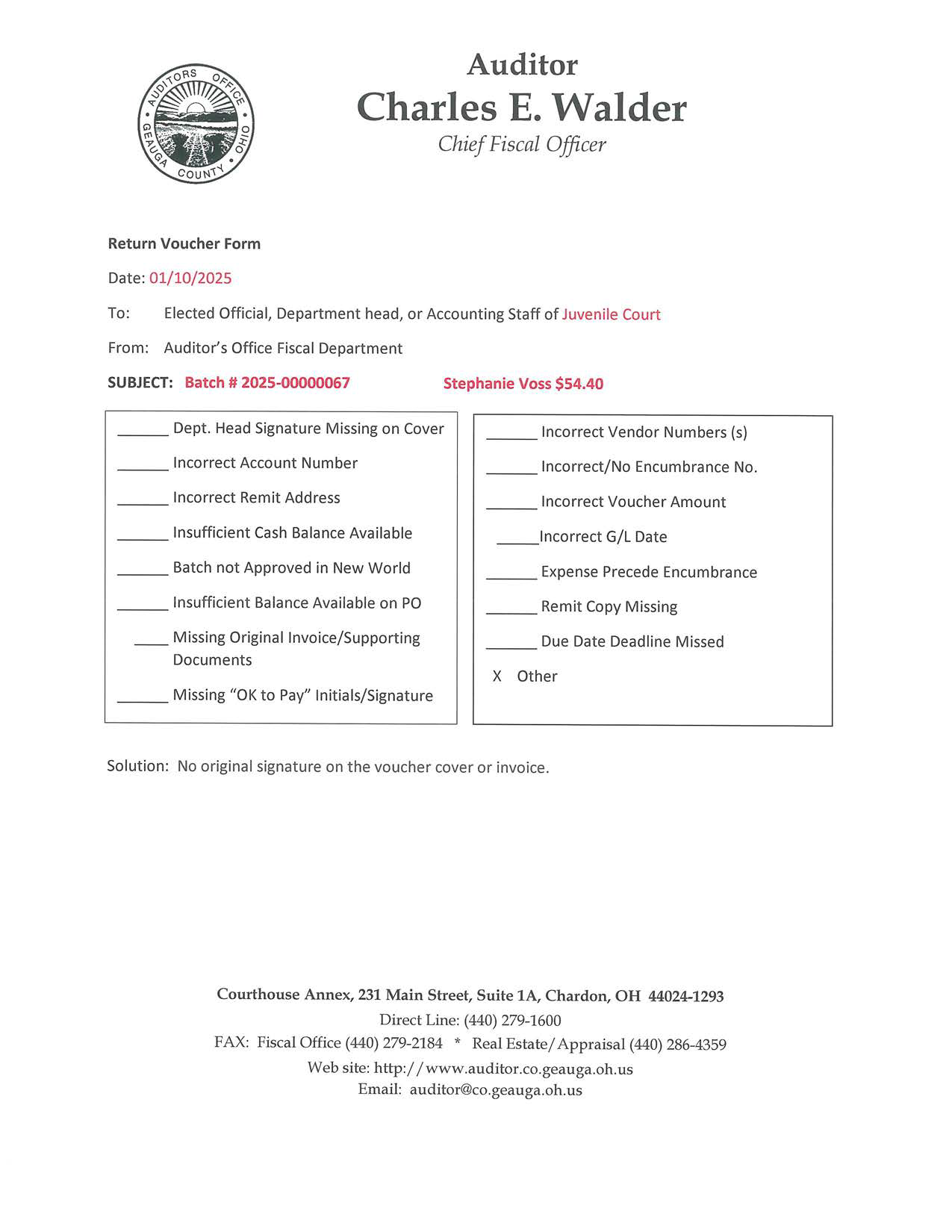 Return Voucher Form