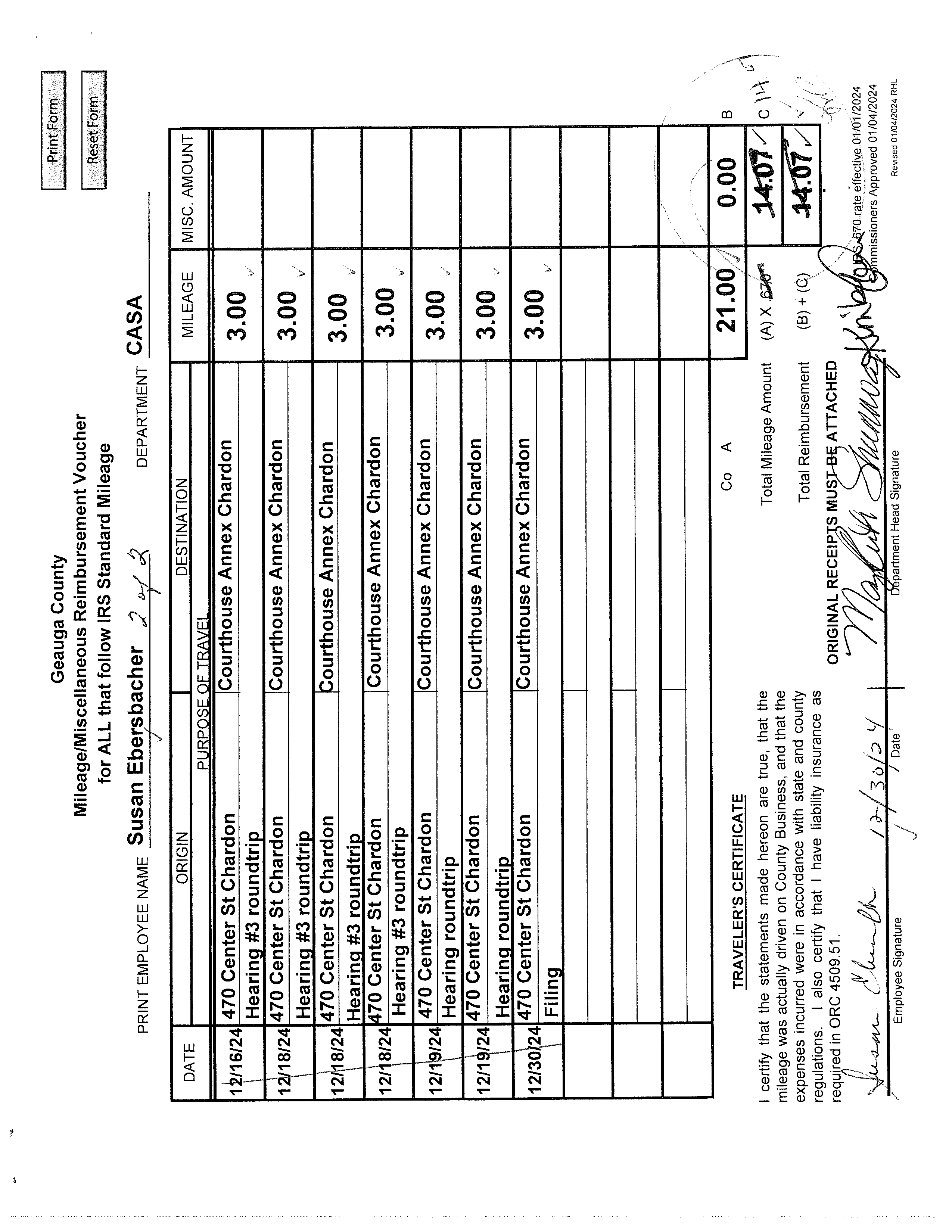 Mileage/Miscellaneous Reimbursement Voucher
