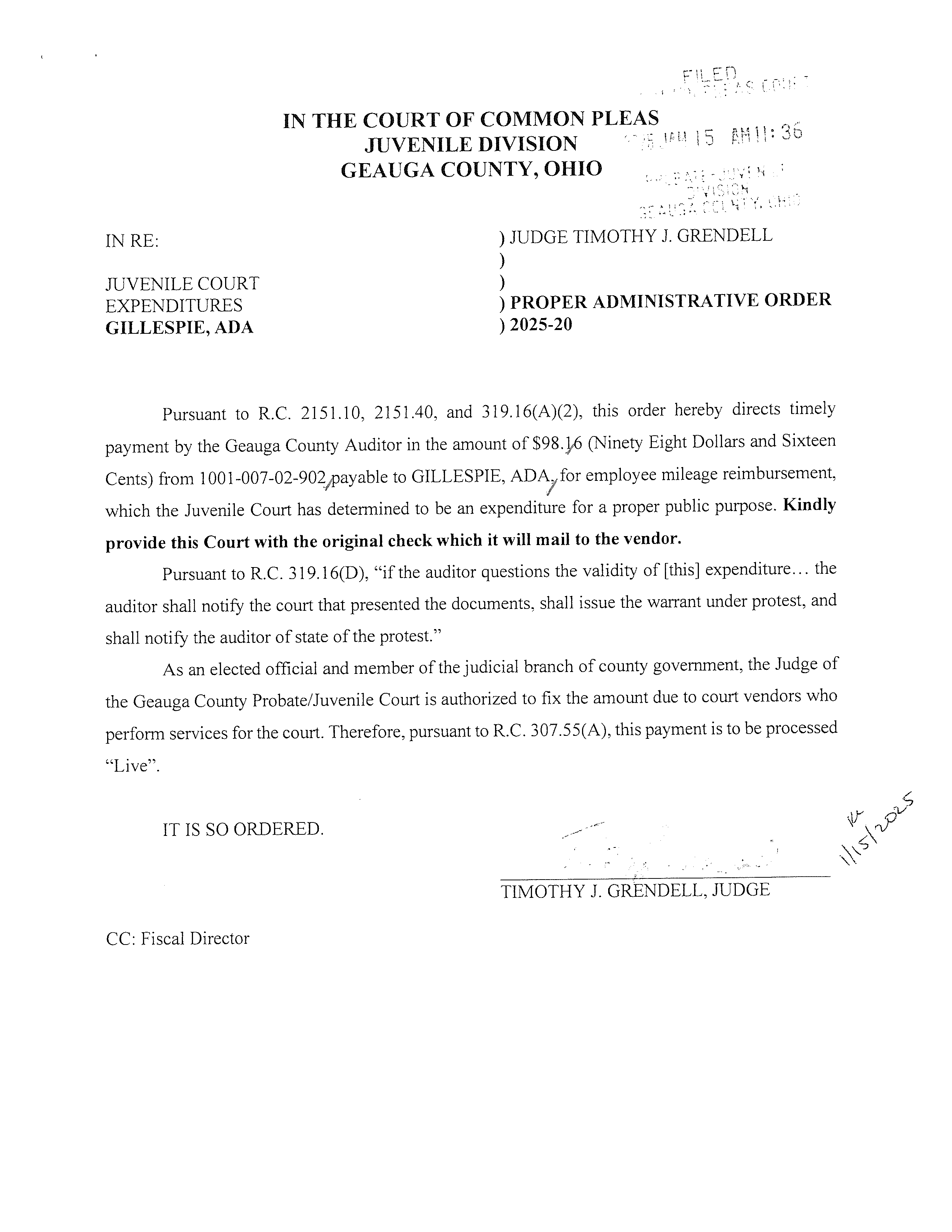 Proper Administrative Order