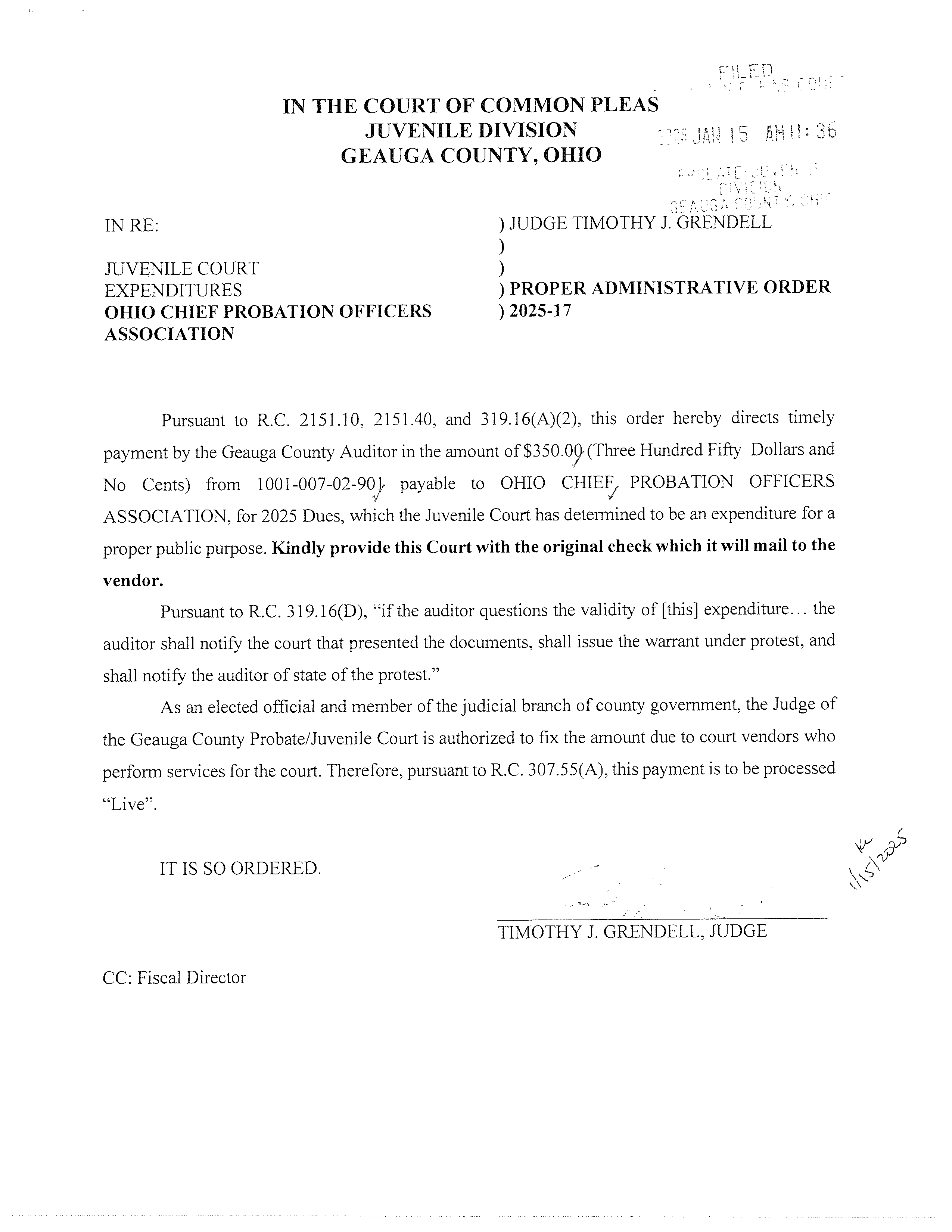 Proper Administrative Order