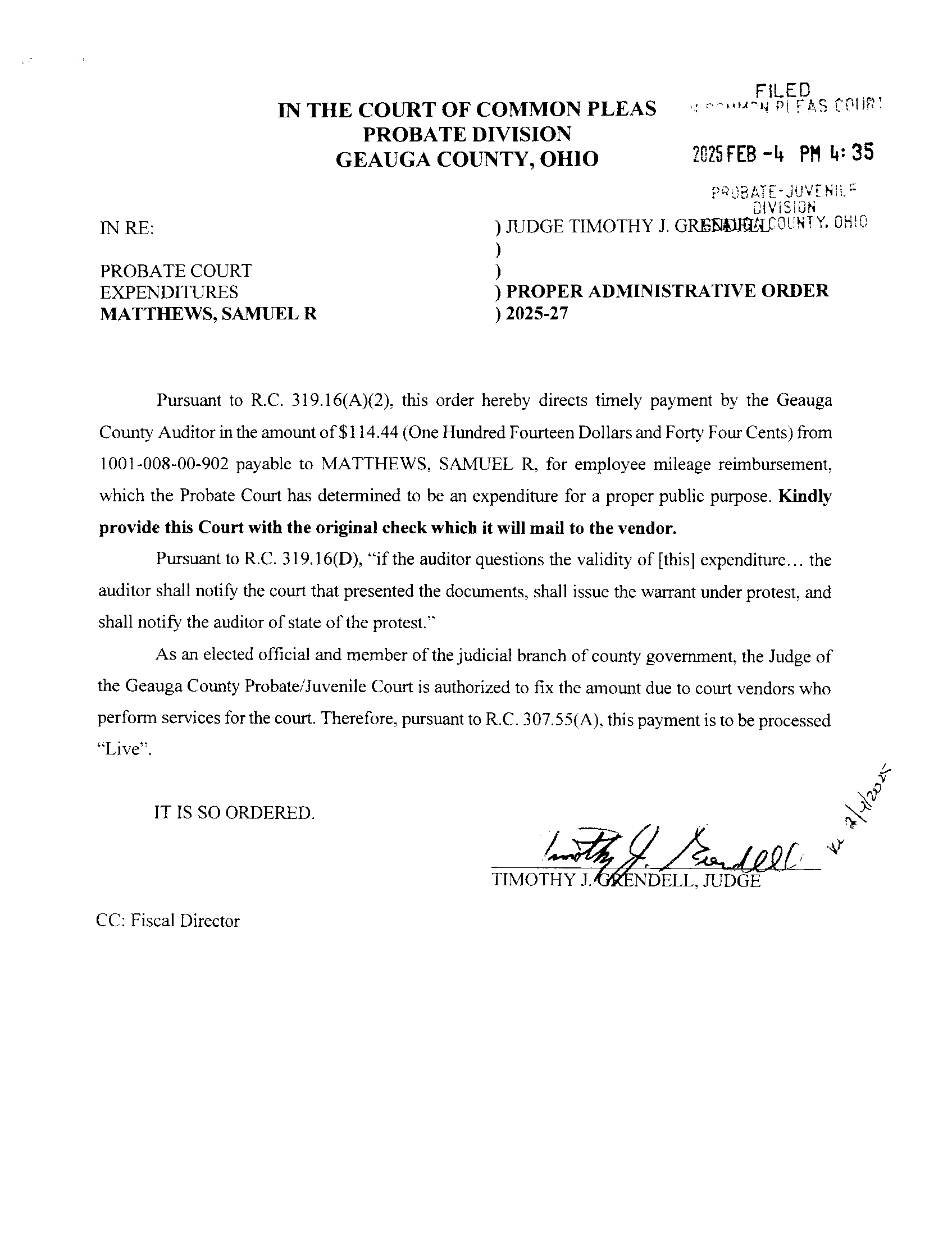 Proper Administrative Order
