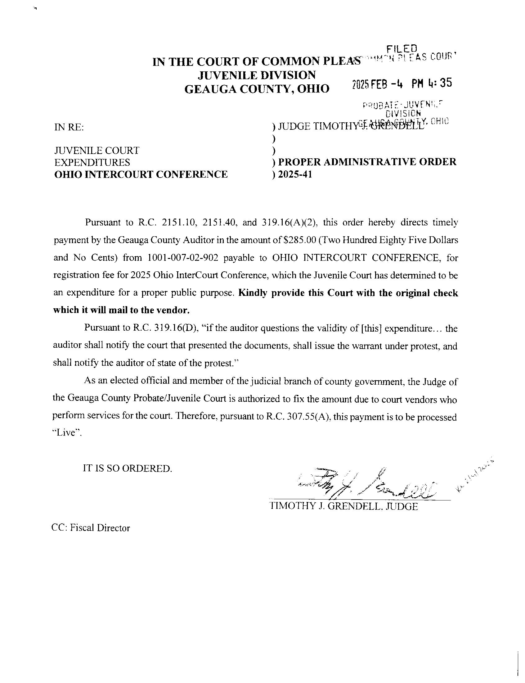 Proper Administrative Order