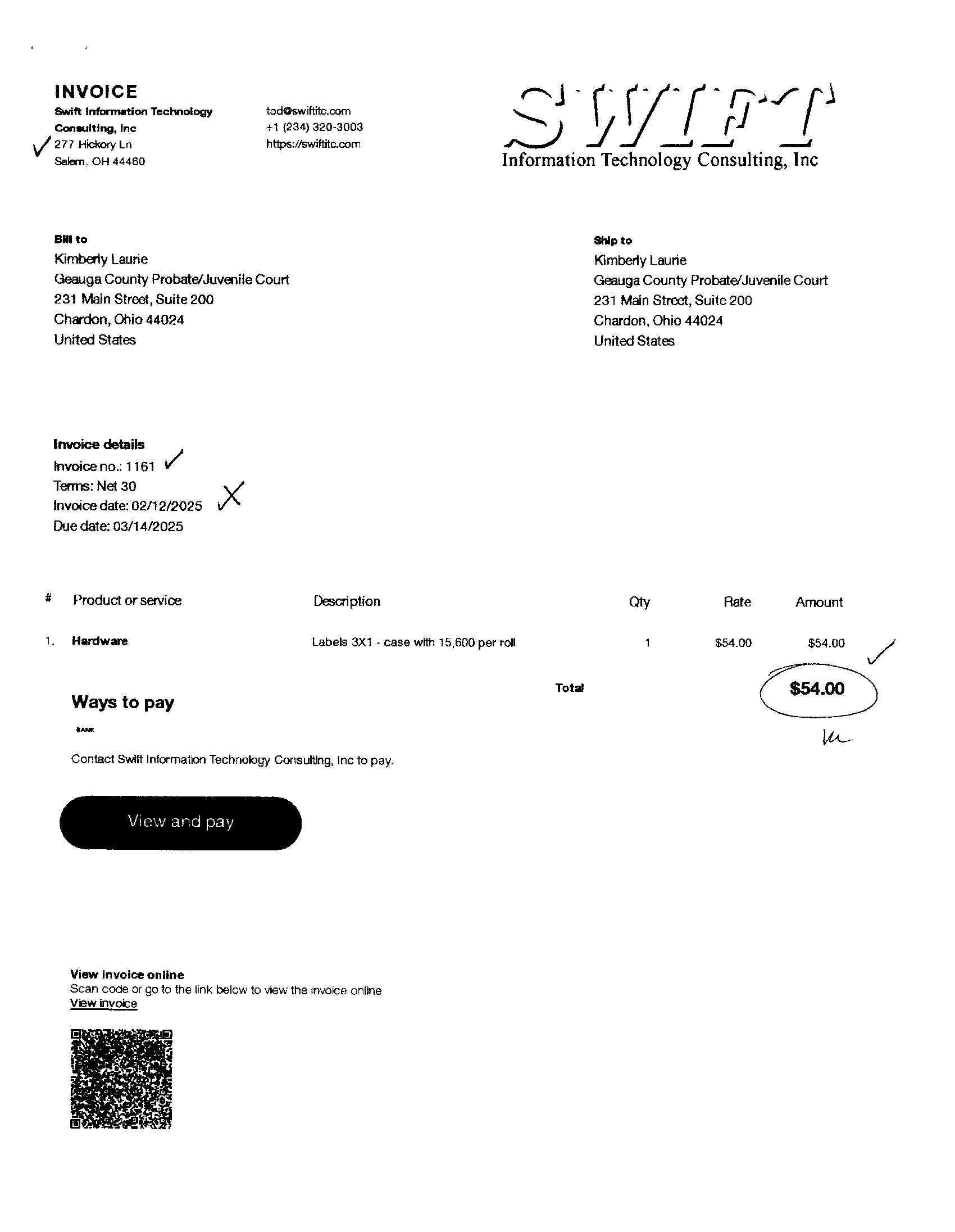 Invoice 1161