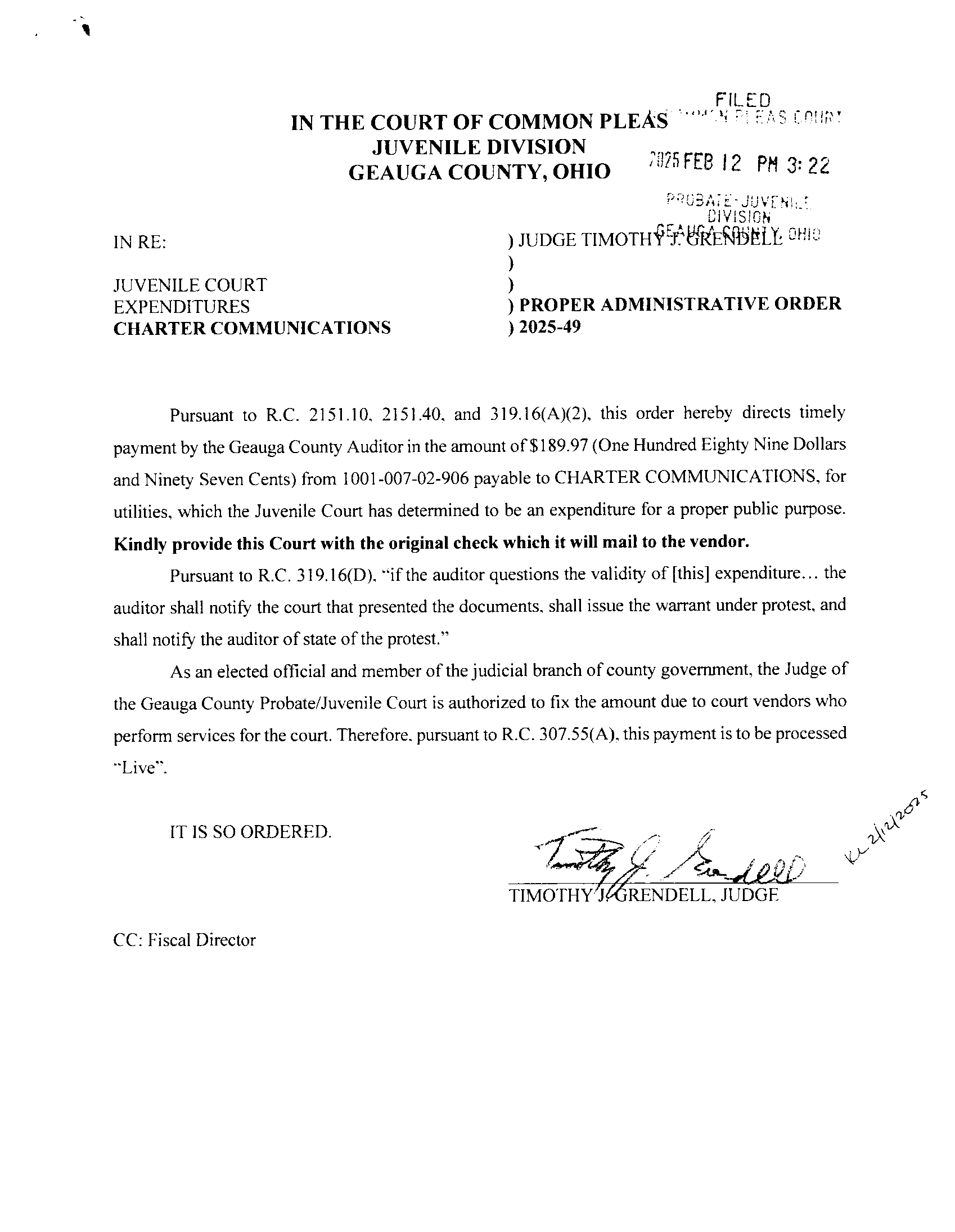 Proper Administrative Order