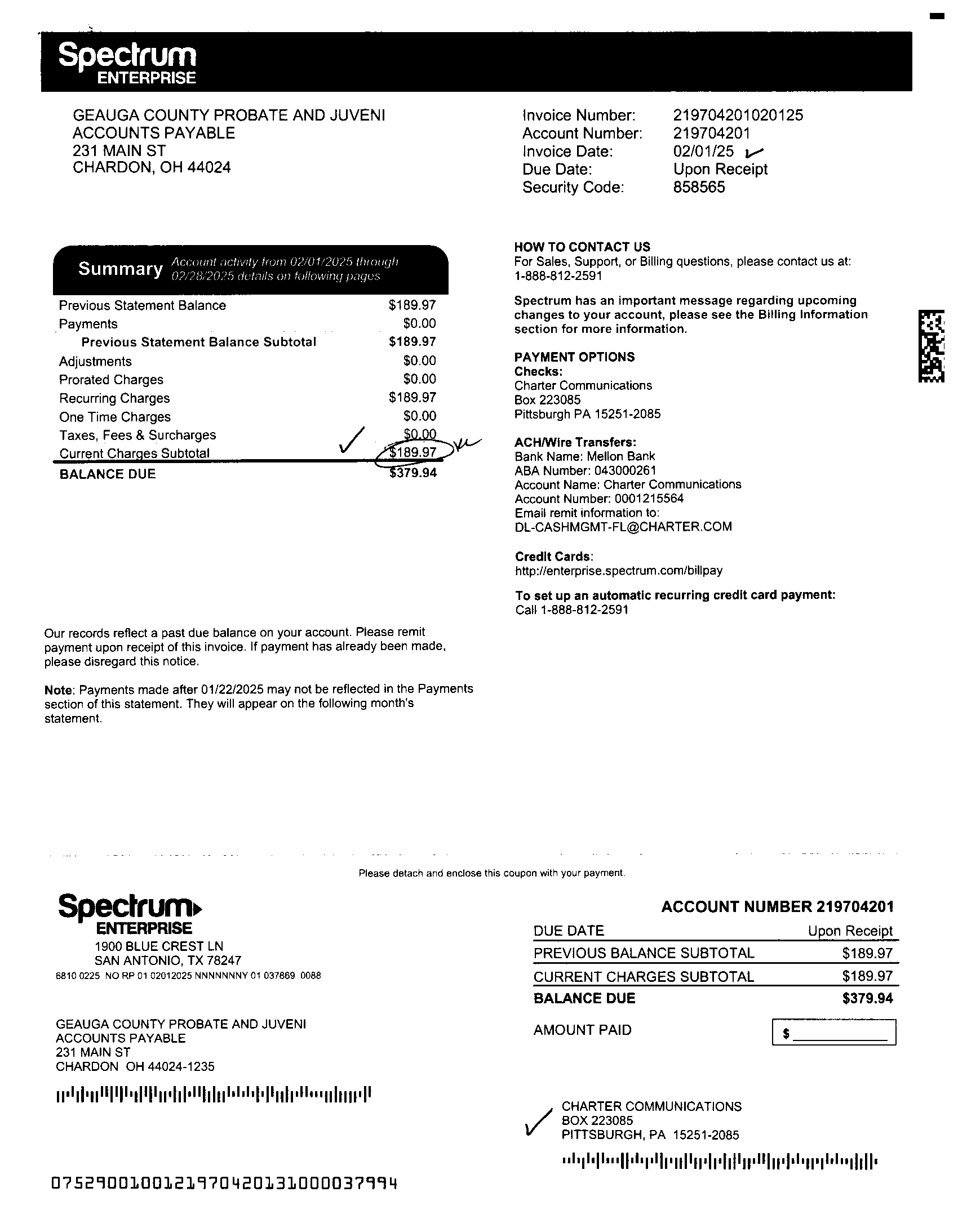 Invoice Page 1