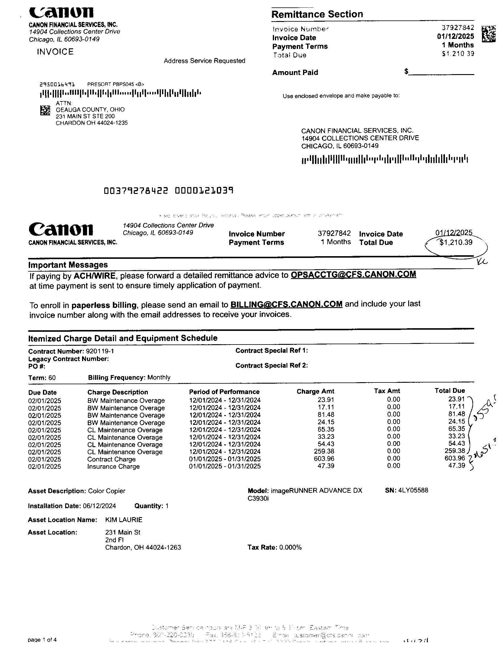 Invoice Page 1