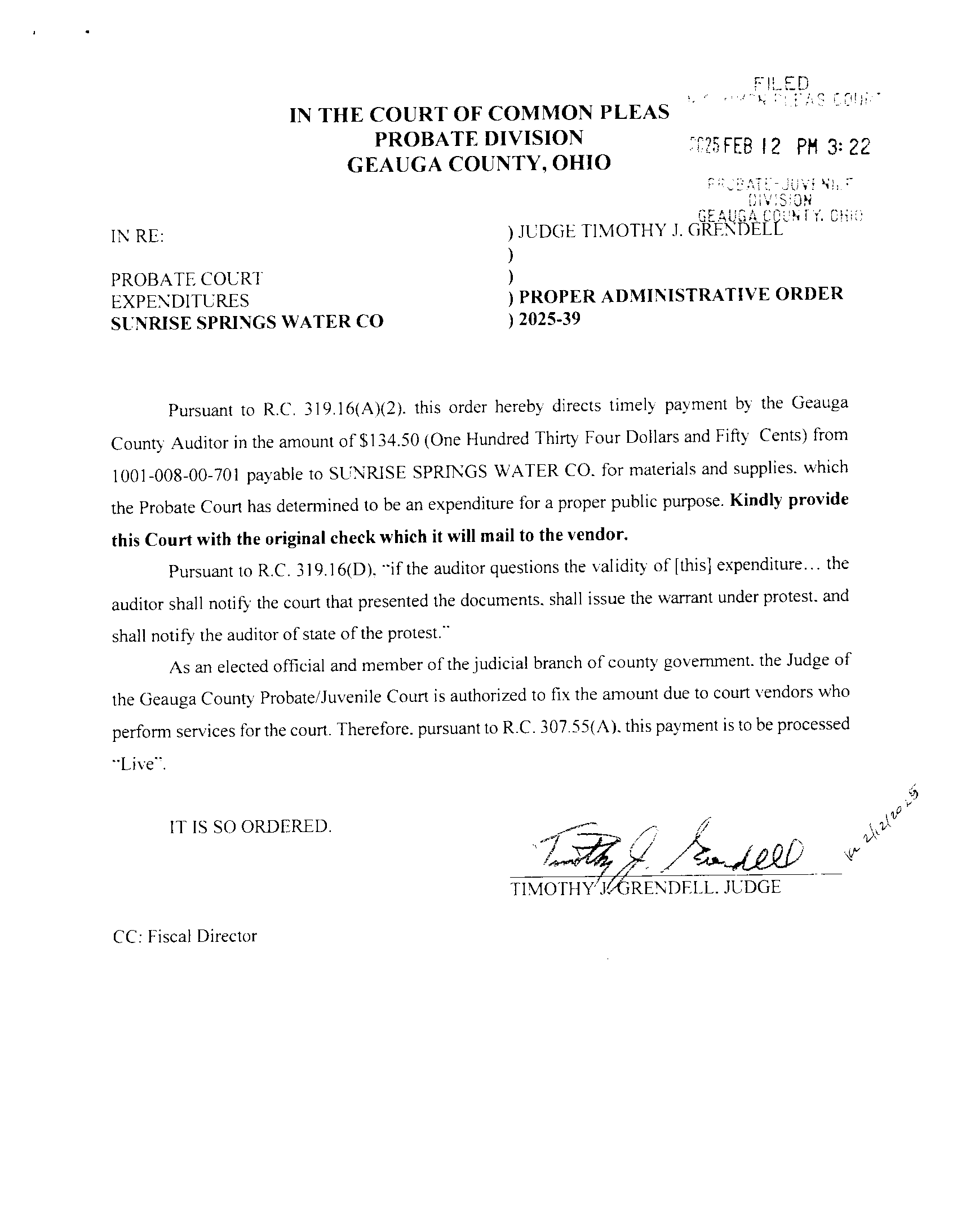 Proper Administrative Order