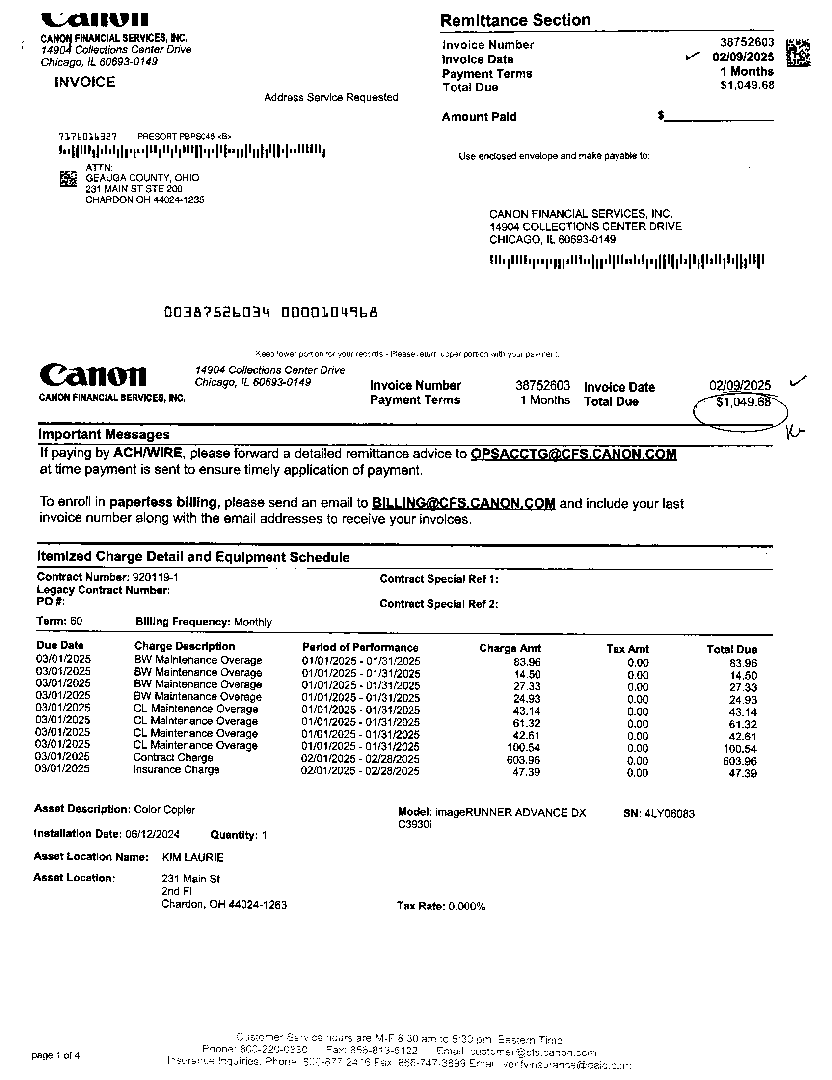 Invoice Page 1