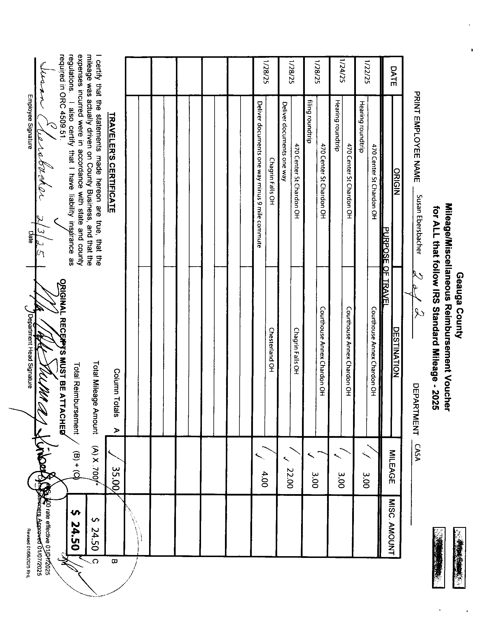 Mileage/Miscellaneous Reimbursement Voucher
