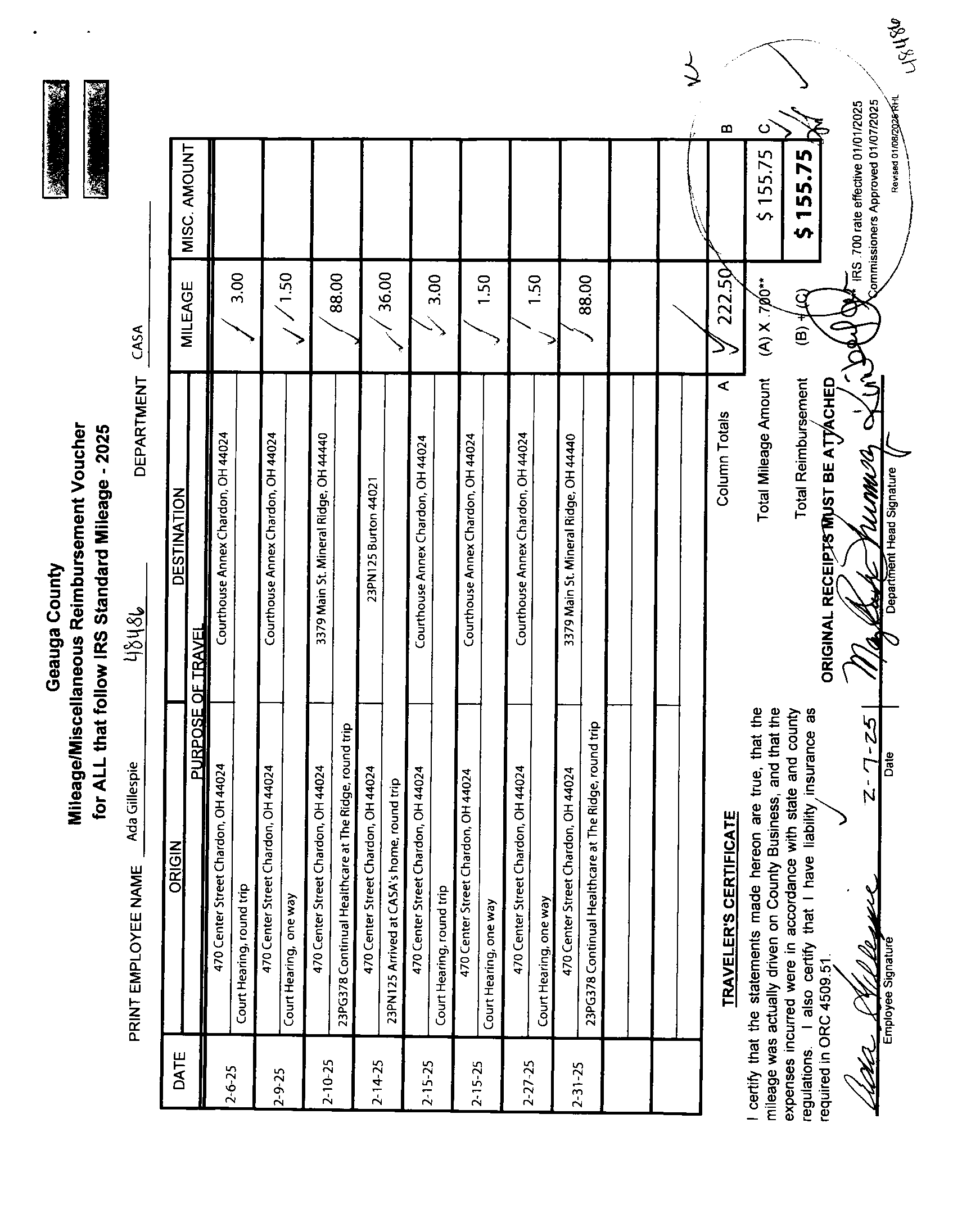 Mileage/Miscellaneous Reimbursement Voucher