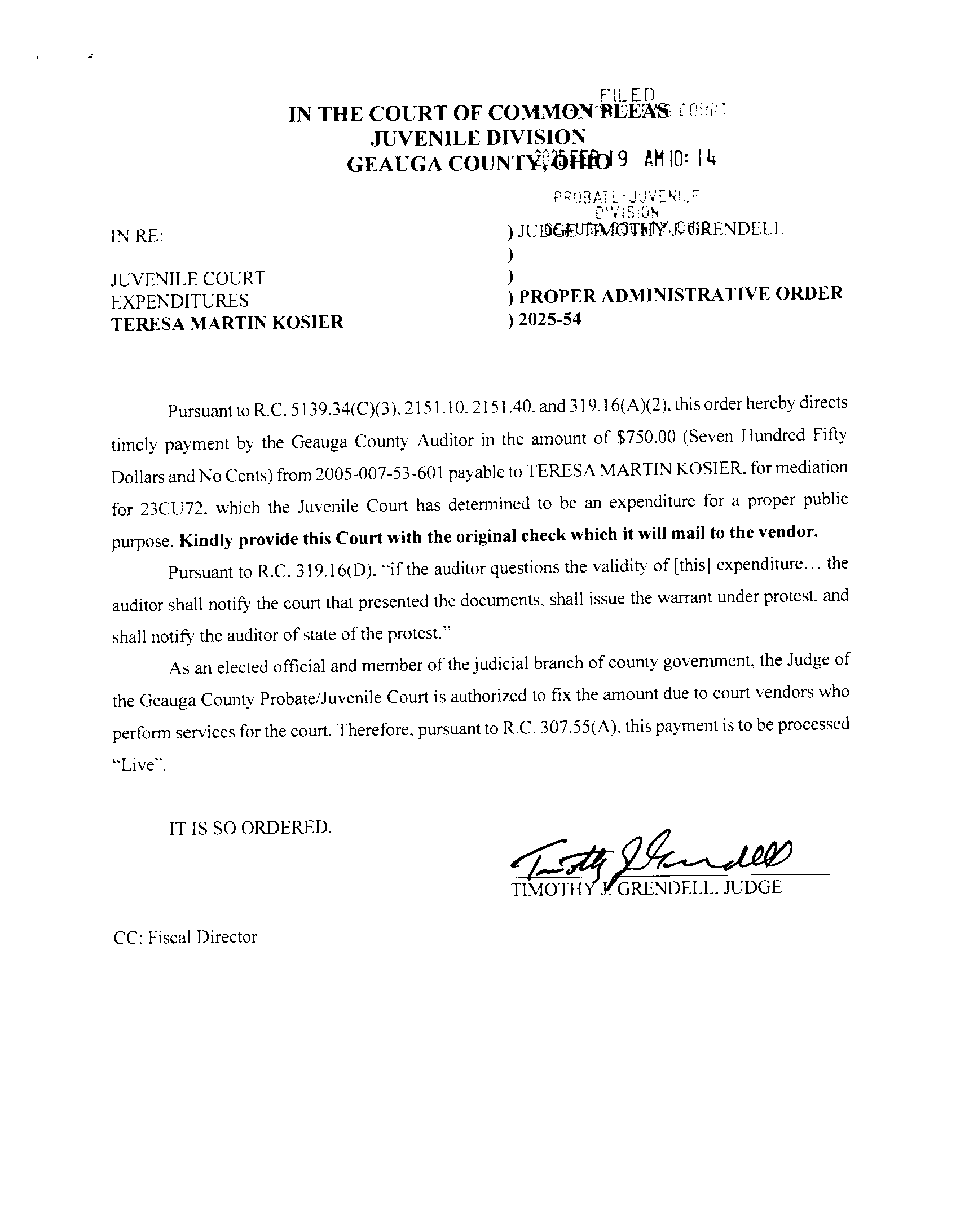 Proper Administrative Order