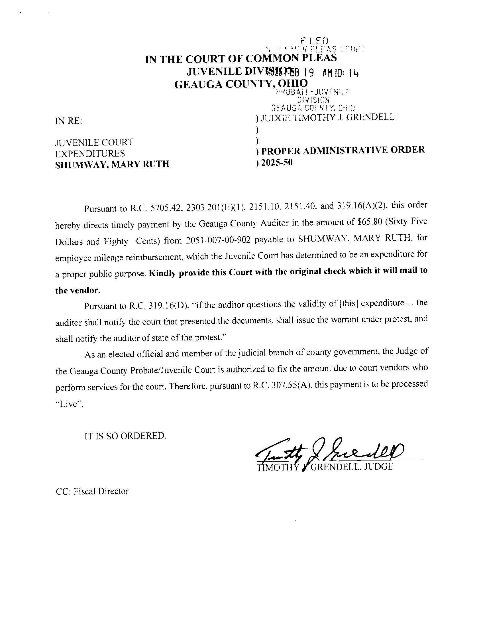 Proper Administrative Order