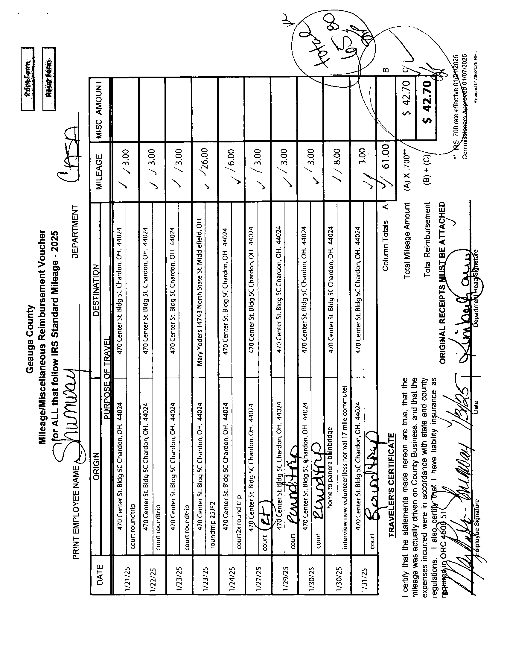 Mileage/Miscellaneous Reimbursement Voucher