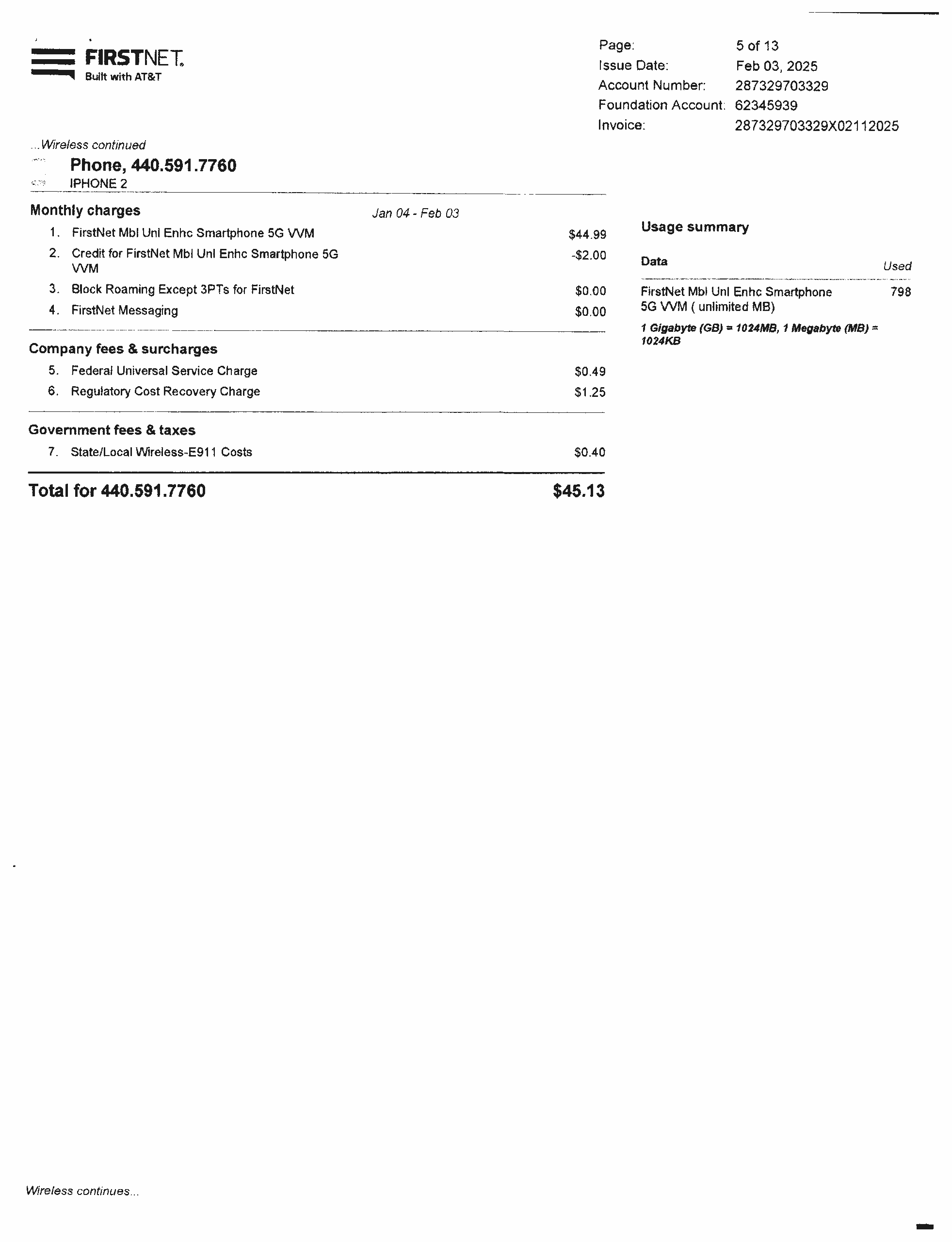 Invoice Page 5