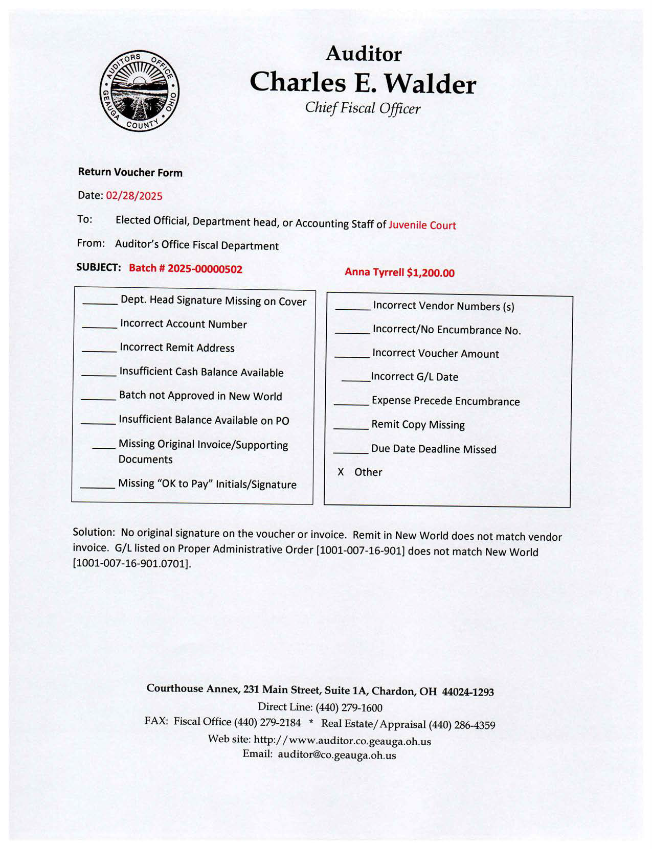Return Voucher Form