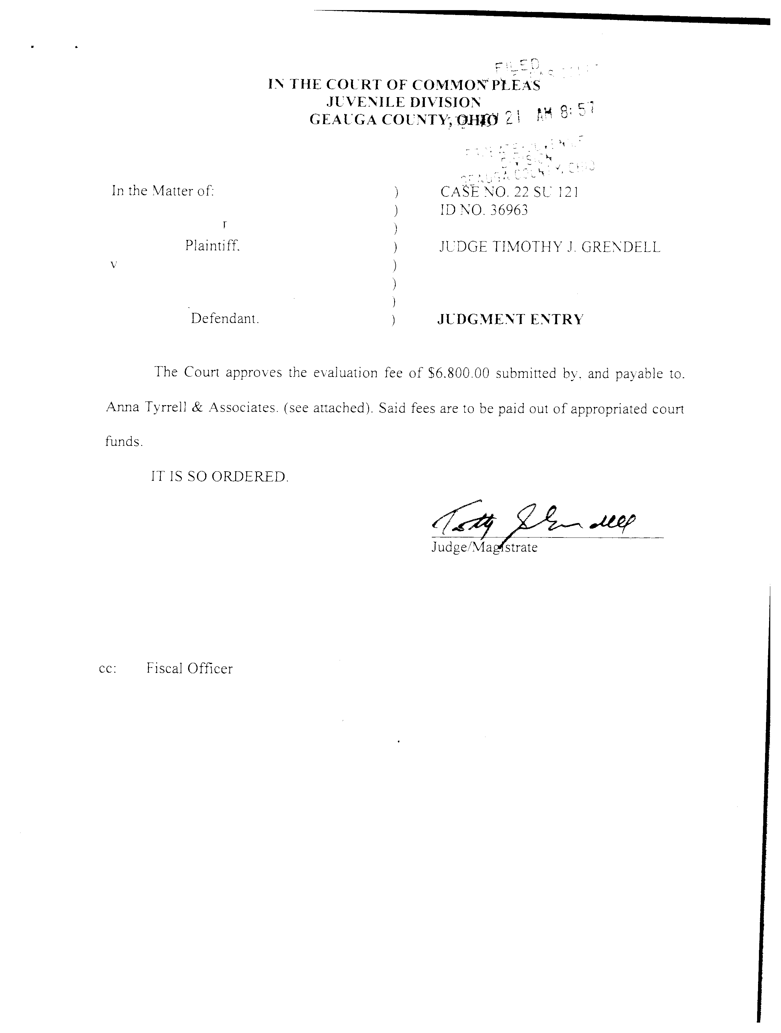 Judgment Entry