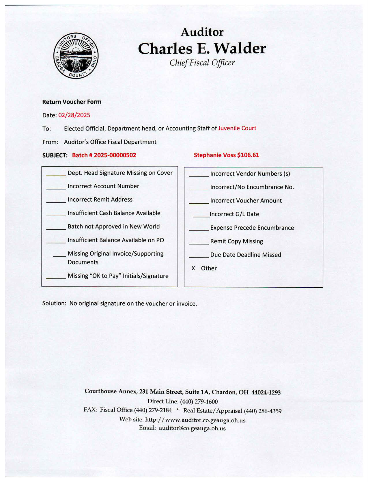Return Voucher Form