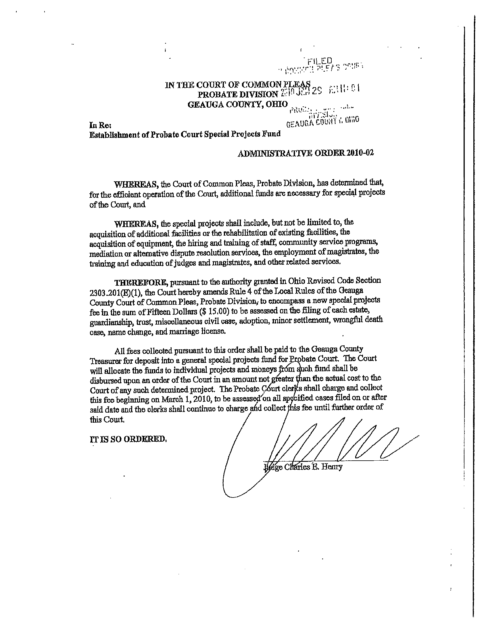 Administrative Order 2010-02