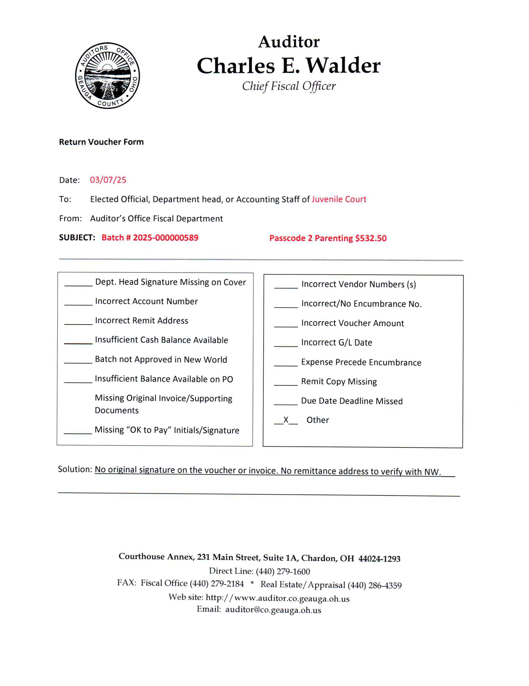 Return Voucher Form