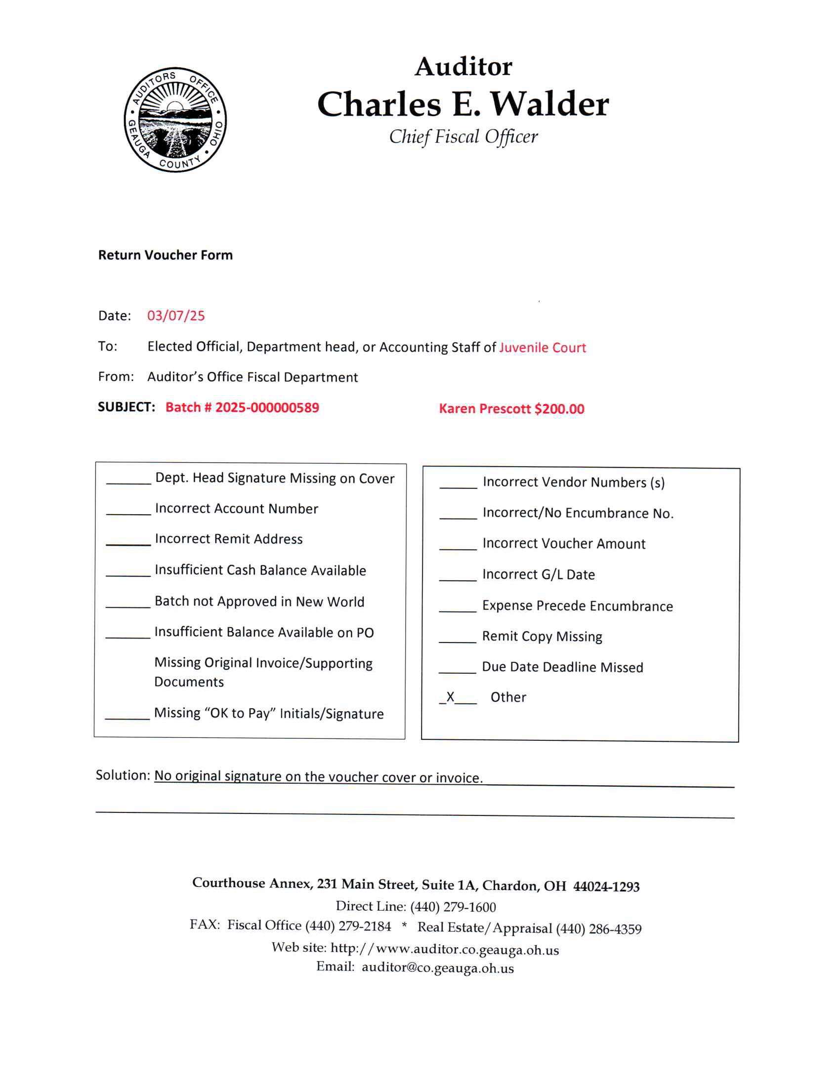 Return Voucher Form