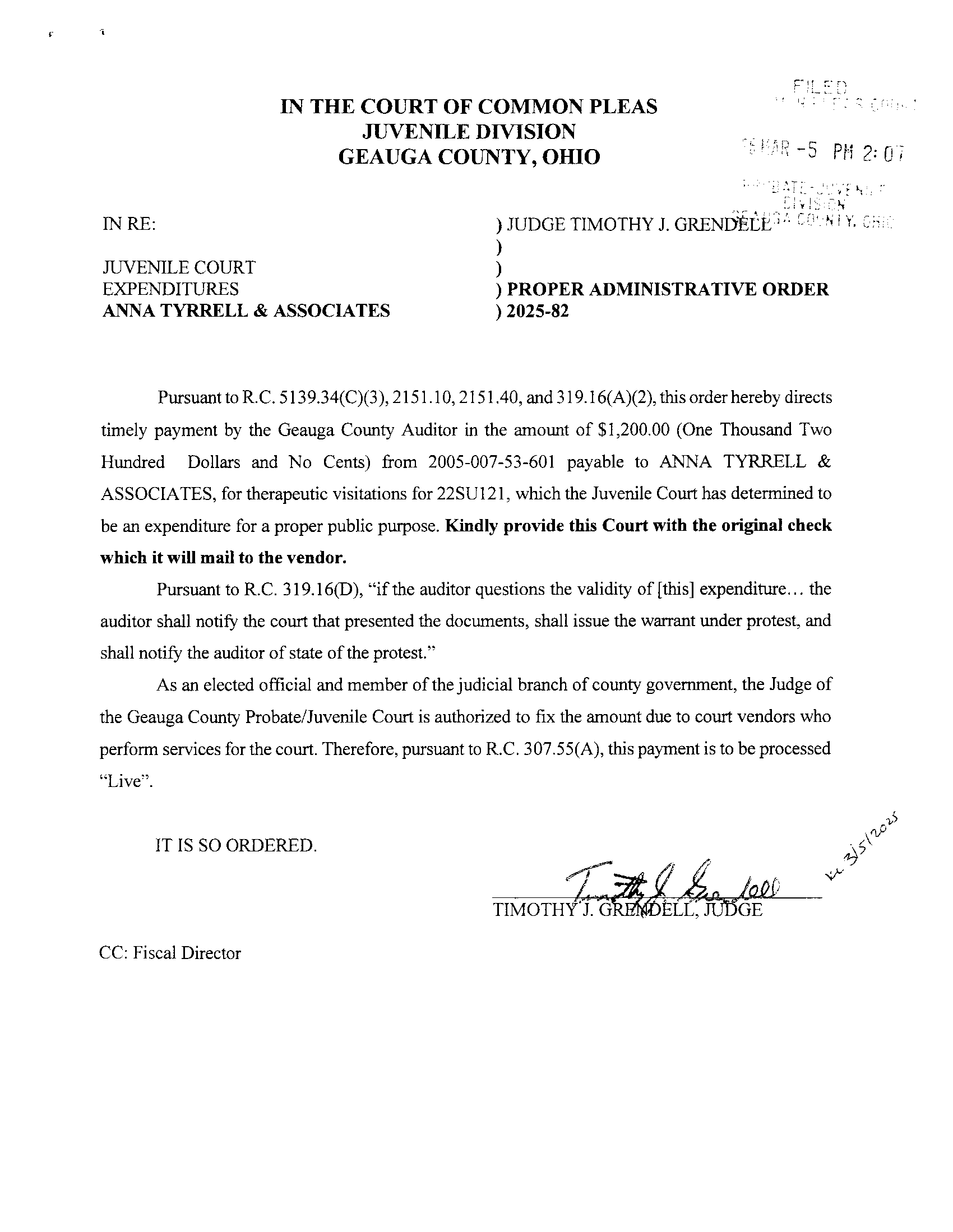 Proper Administrative Order