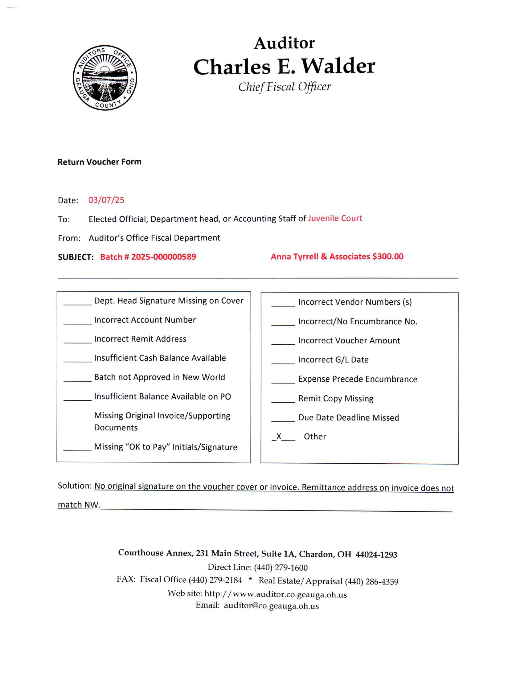Return Voucher Form