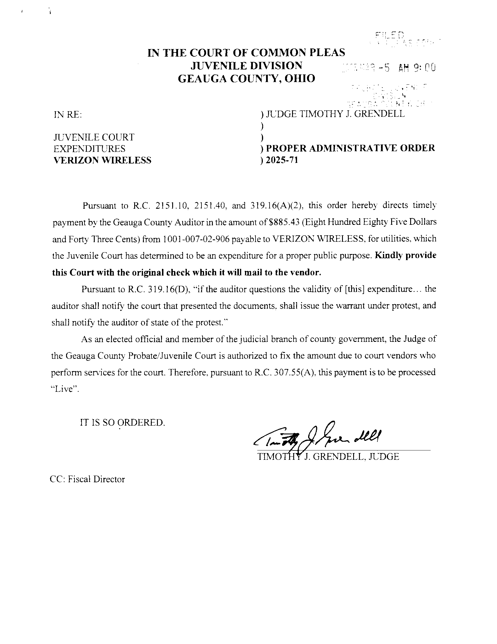 Proper Administrative Order