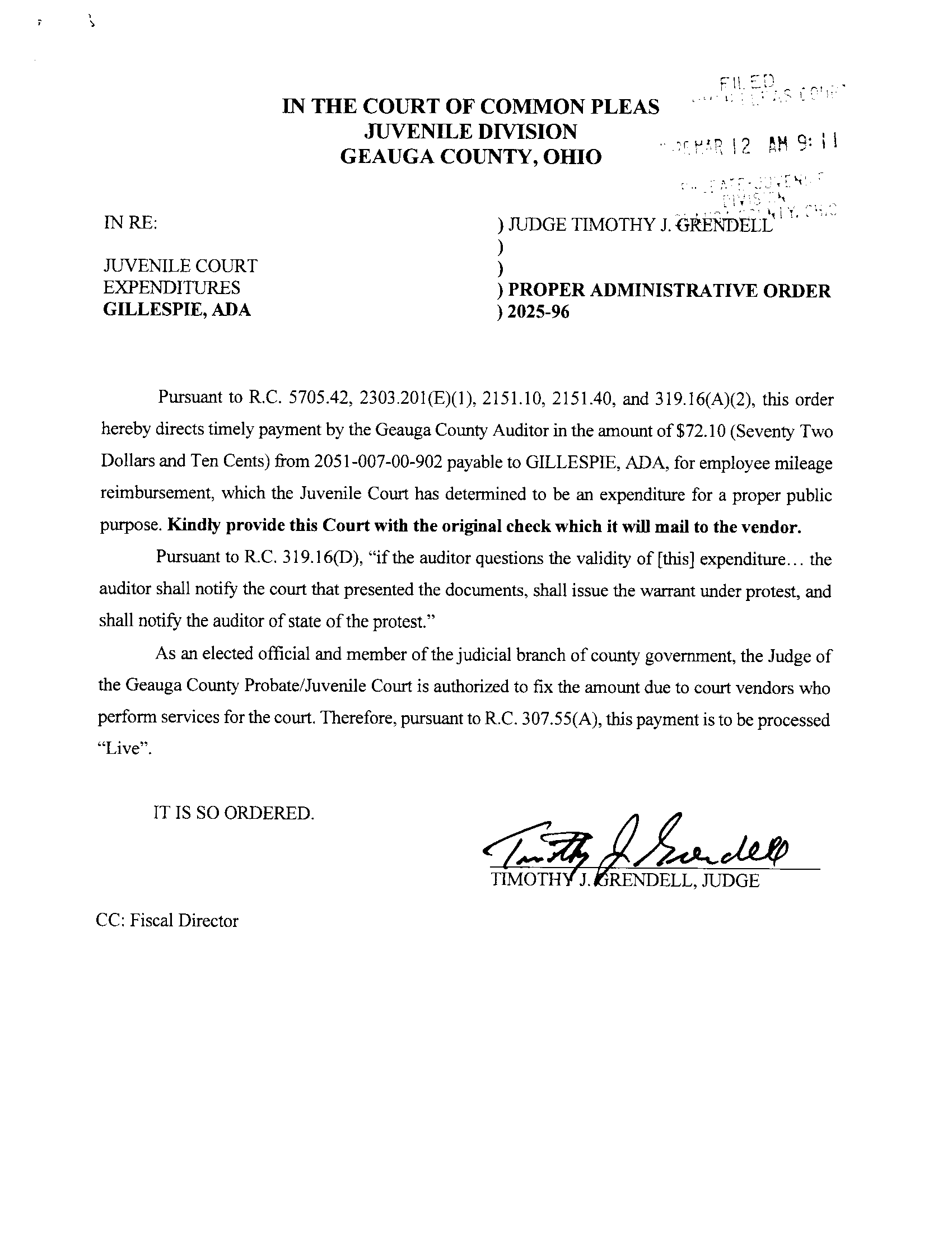 Proper Administrative Order