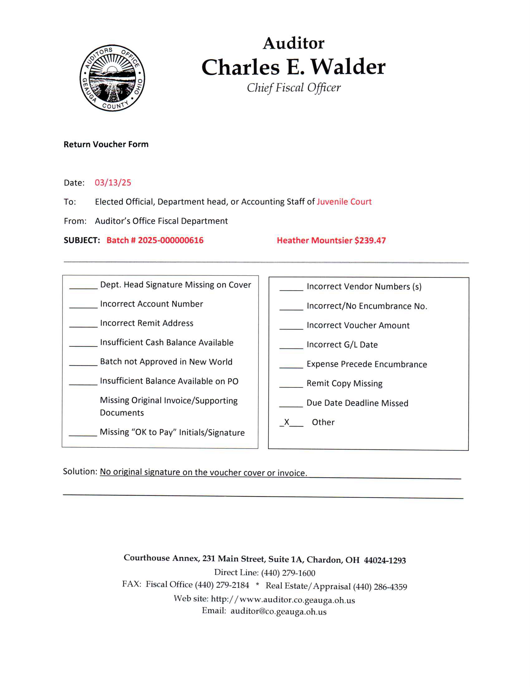 Return Voucher Form