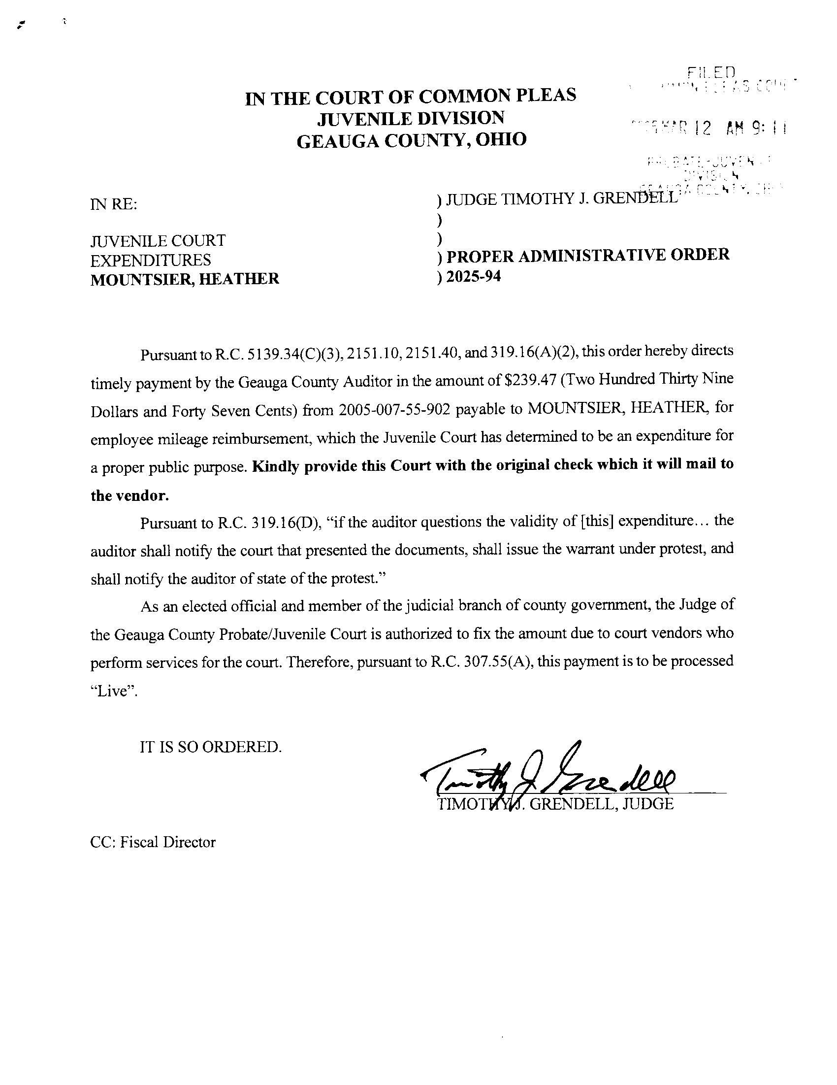 Proper Administrative Order