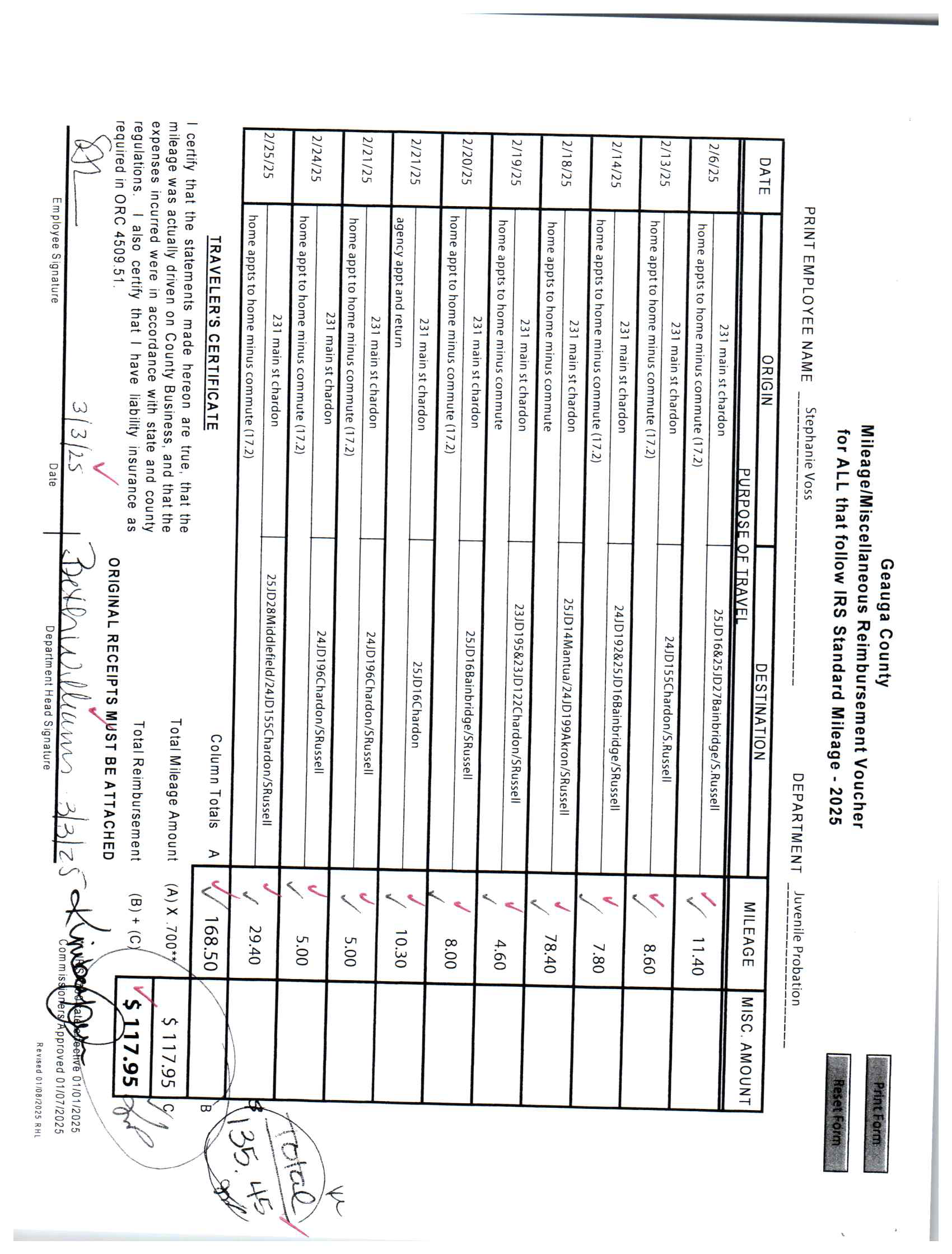 Mileage/Miscellaneous Reimbursement Voucher