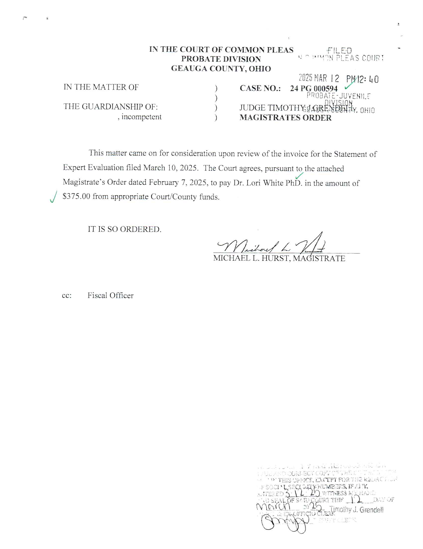 Magistrates Order