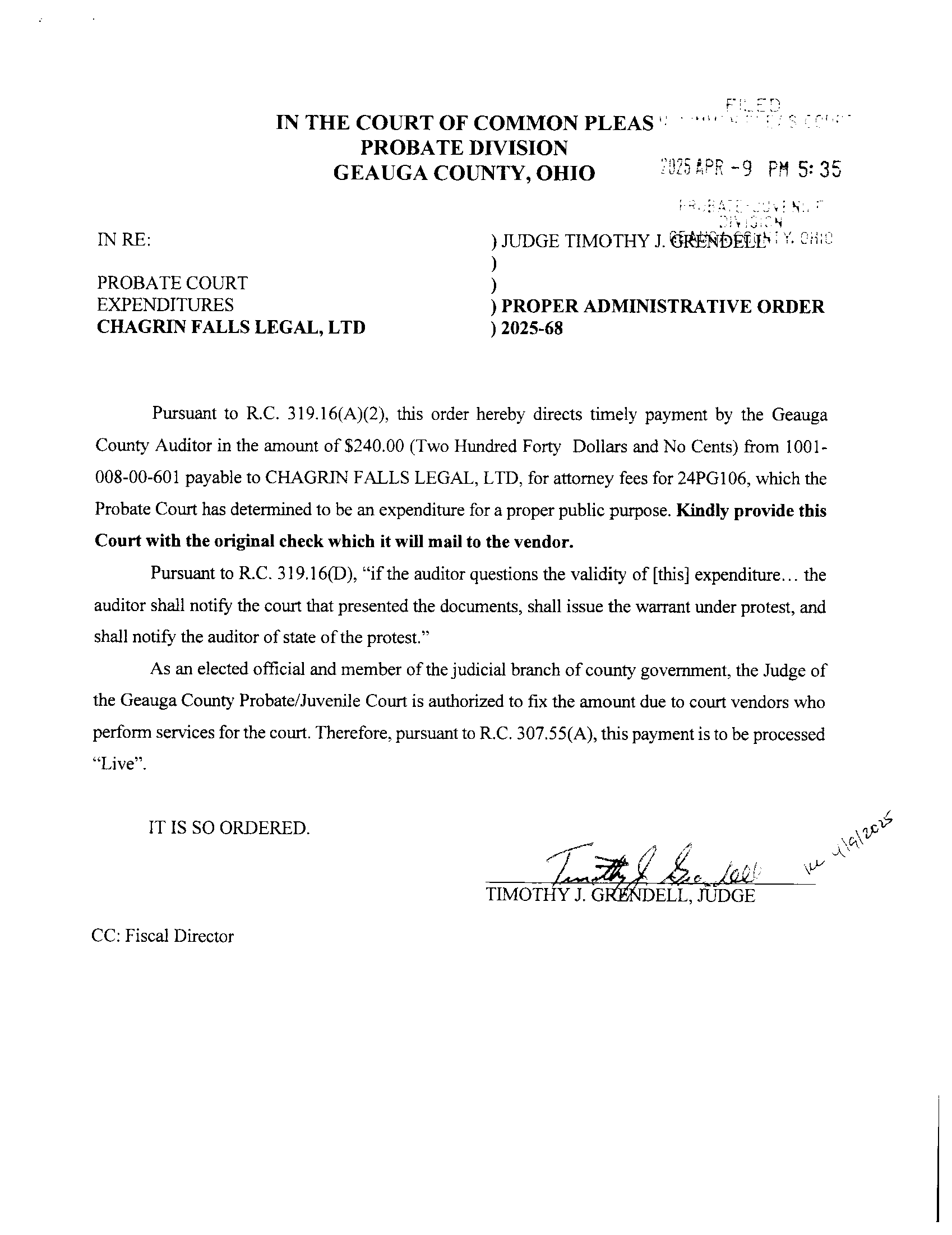 Proper Administrative Order
