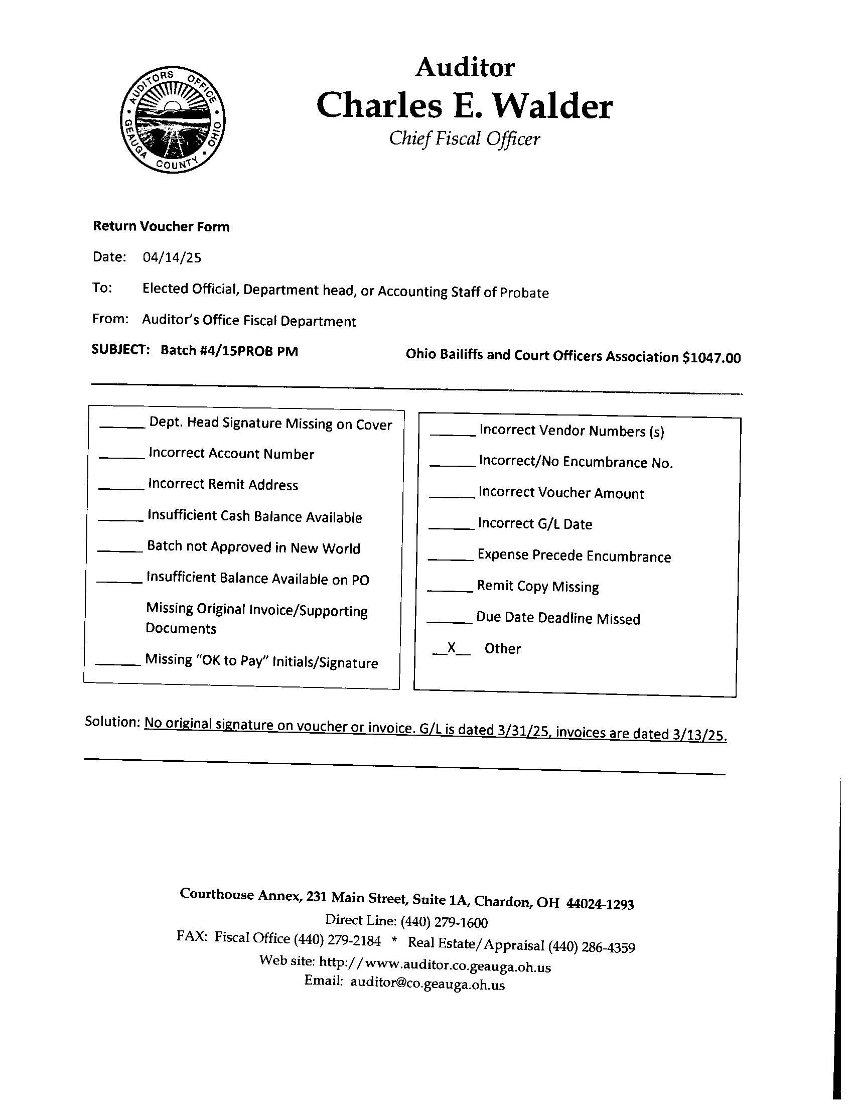 Return Voucher Form